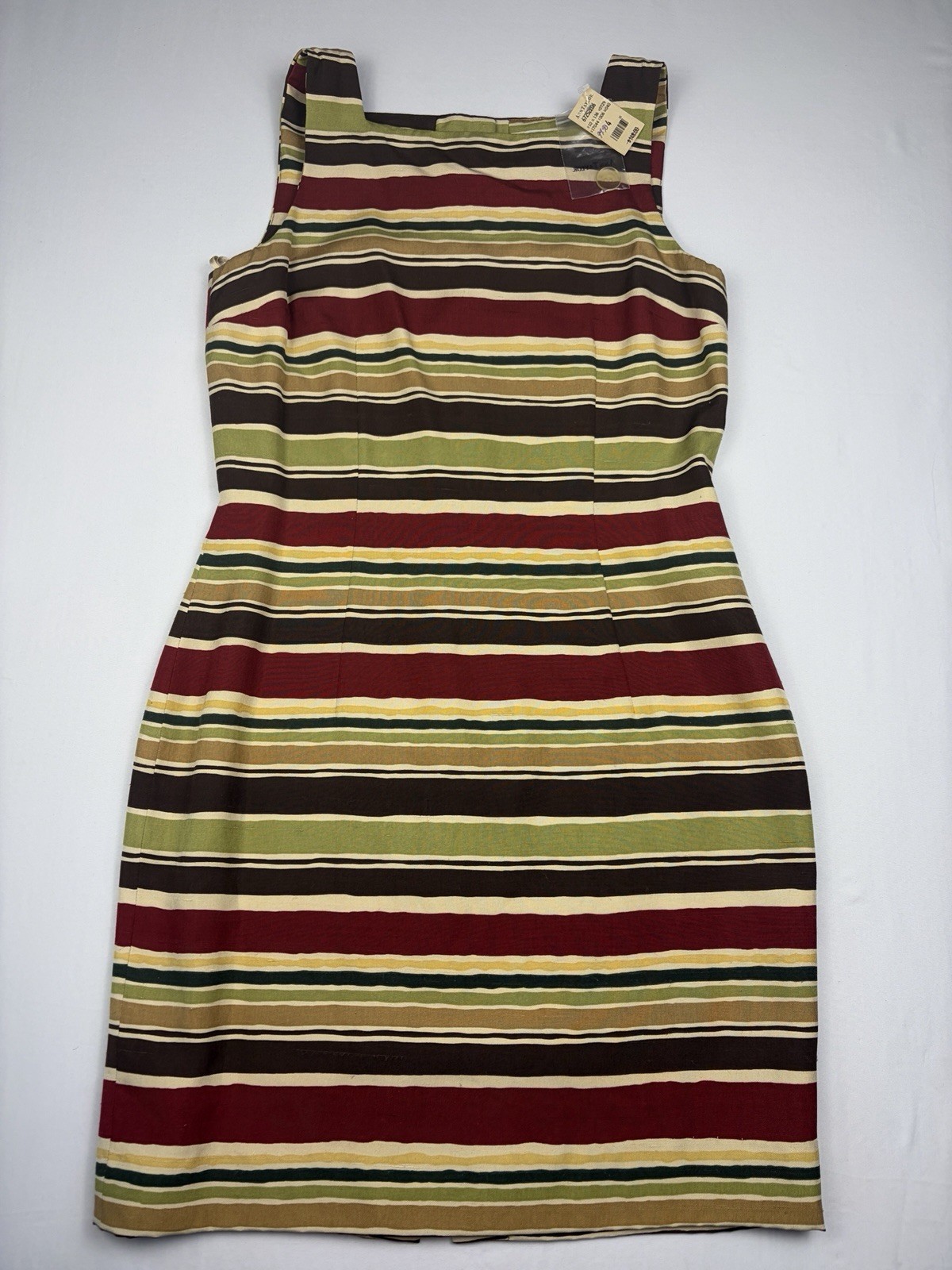 NWT 100% Silk Vintage 90s Ann Taylor Striped Sheath Midi Dress Size 4 Korea