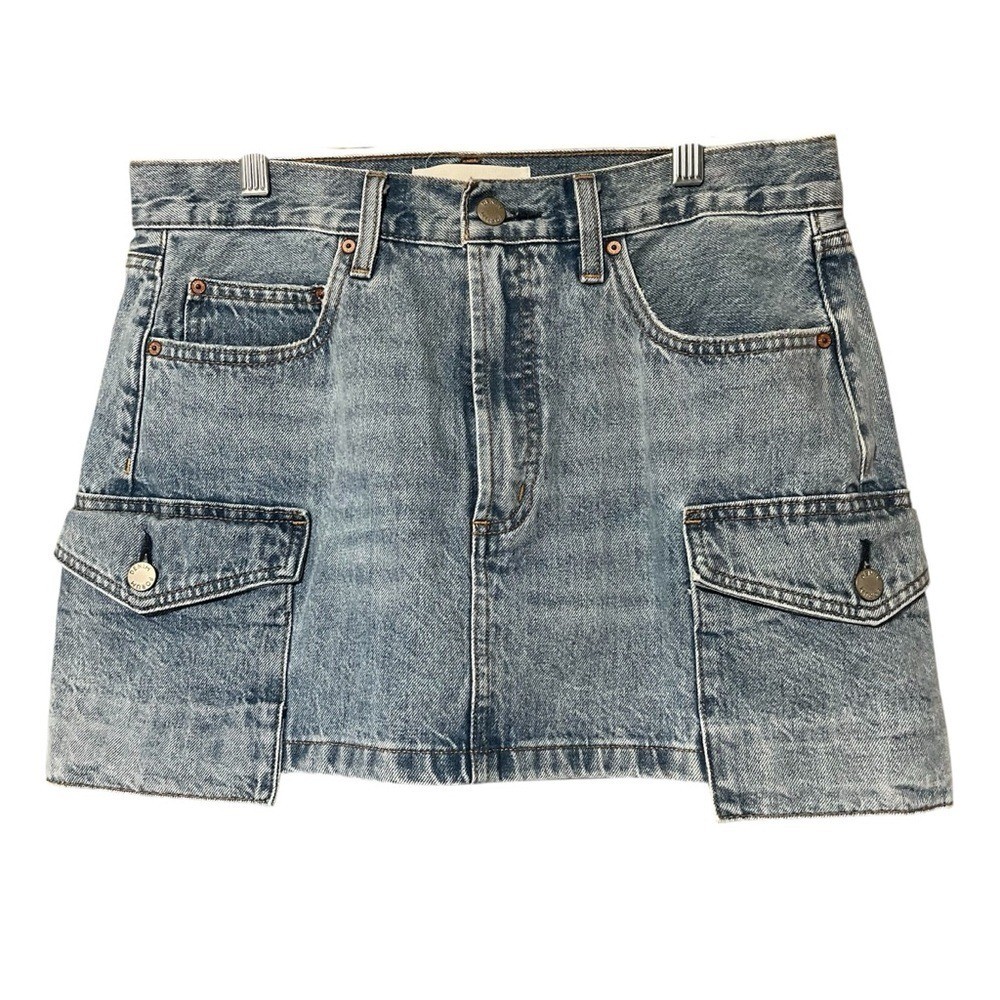Denim Forum Aritzia 90s Cargo Mini Skirt Mid Rise Blue Size 28 Vintage Utility