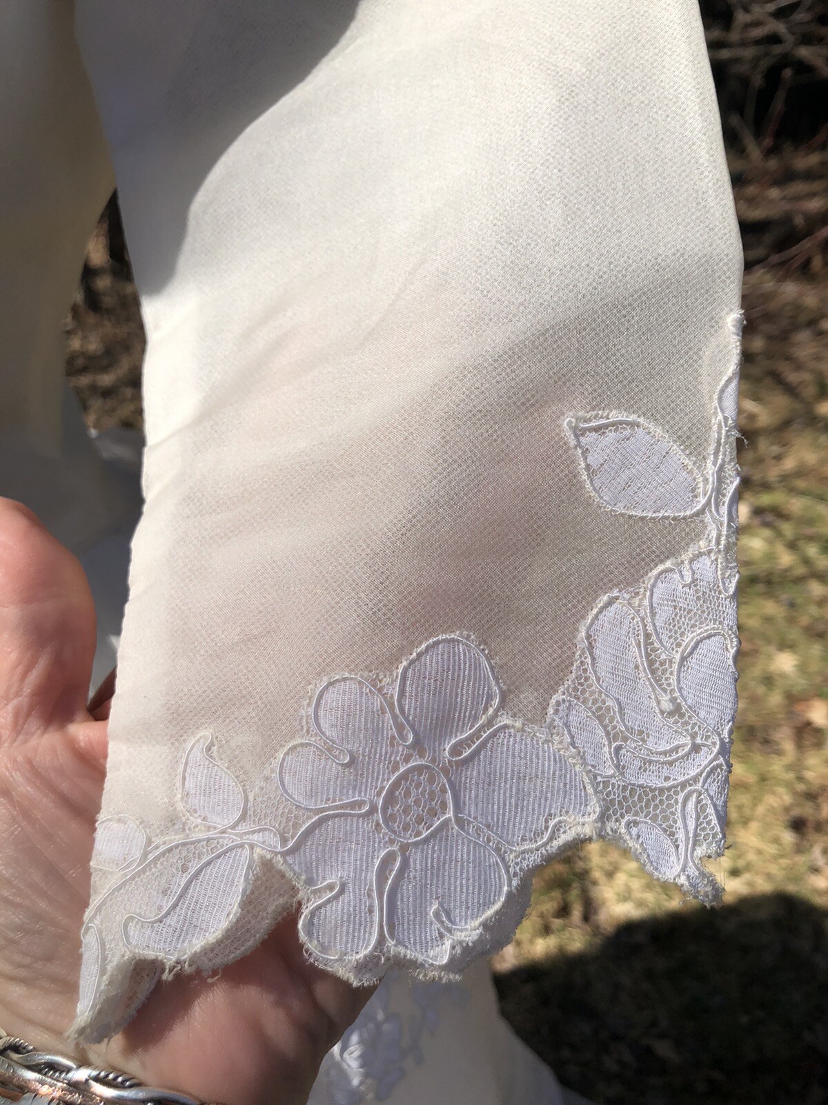 Vintage 1950’s Wedding Gown Dress Lace Sequins Pearls Creme Puff 36-26-72
