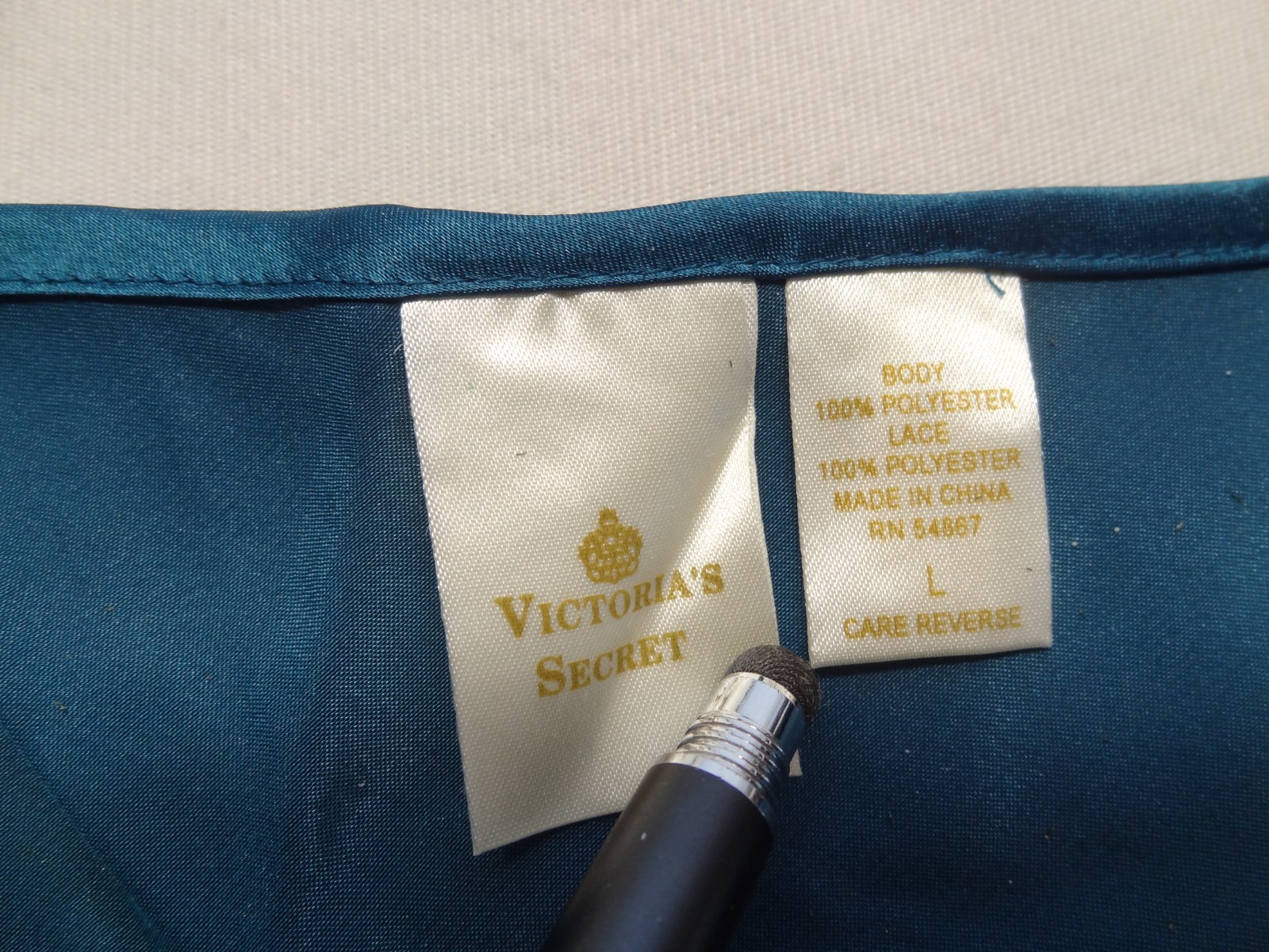 Victoria’s Secret VS L Gold Crown Label Satin Nightgown Lace High Slit 80s 90s