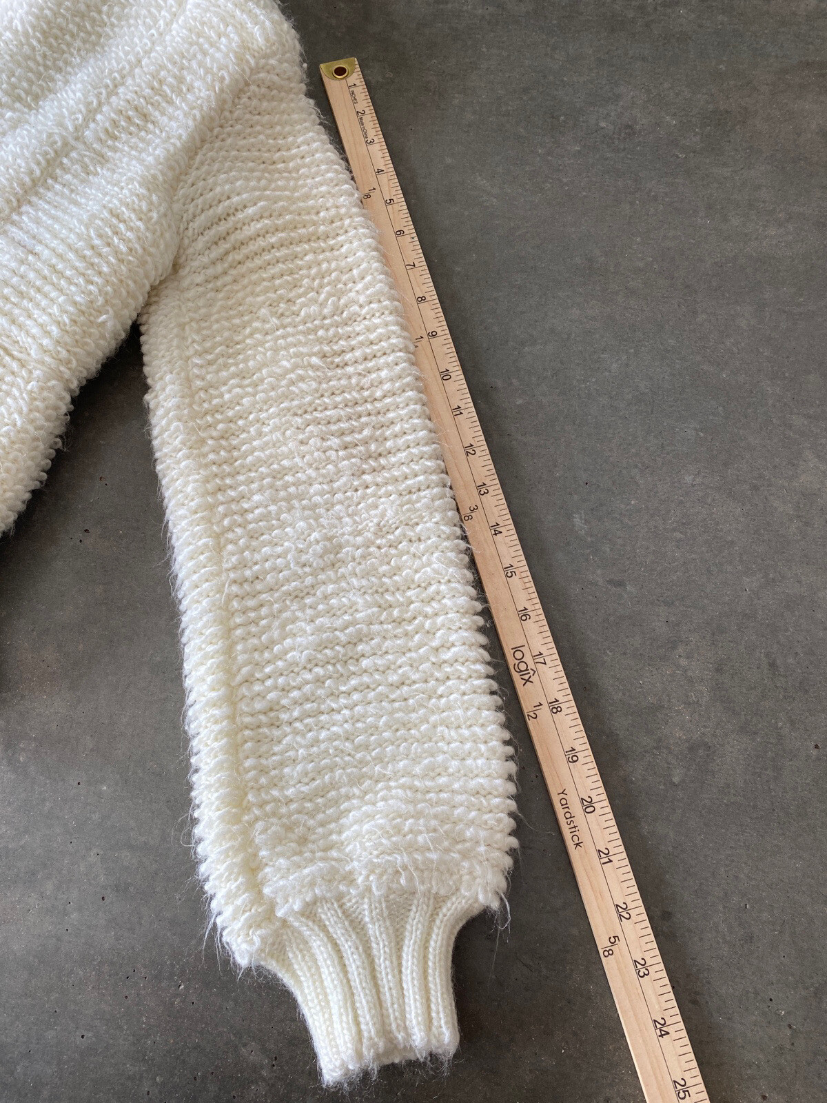 Currants by Jeri-Jo New York Vintage Cream Puffy Knit Full Zip Coat Sweater Med