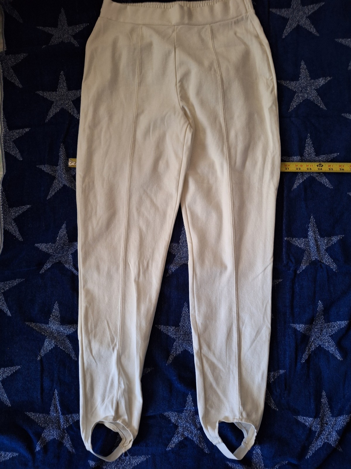 Vintage Cream Stirrup Pants 80s Size 12 Tall