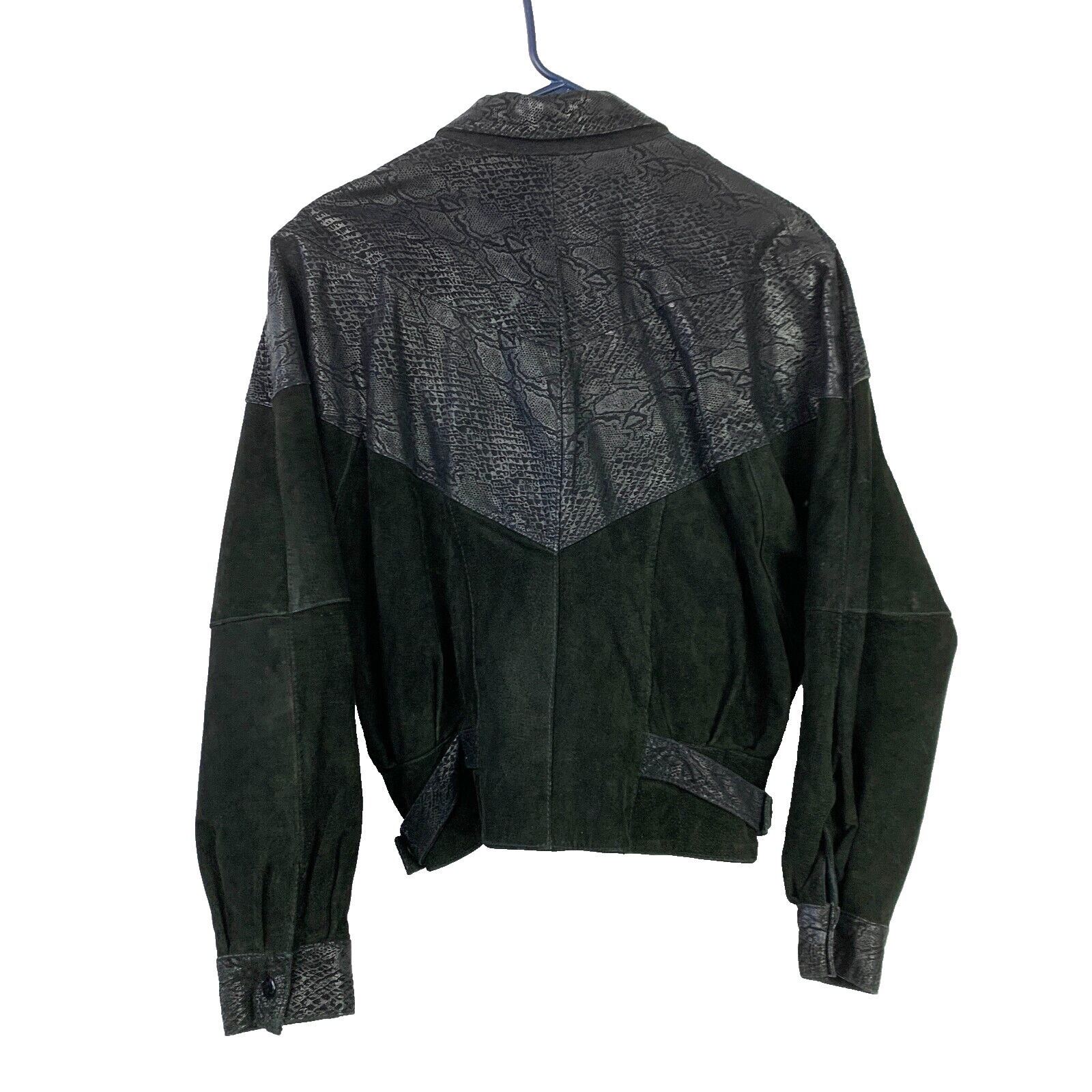 Vintage 80s G-III Leather Fashions Black Suede Animal Print Jacket Womens Medium