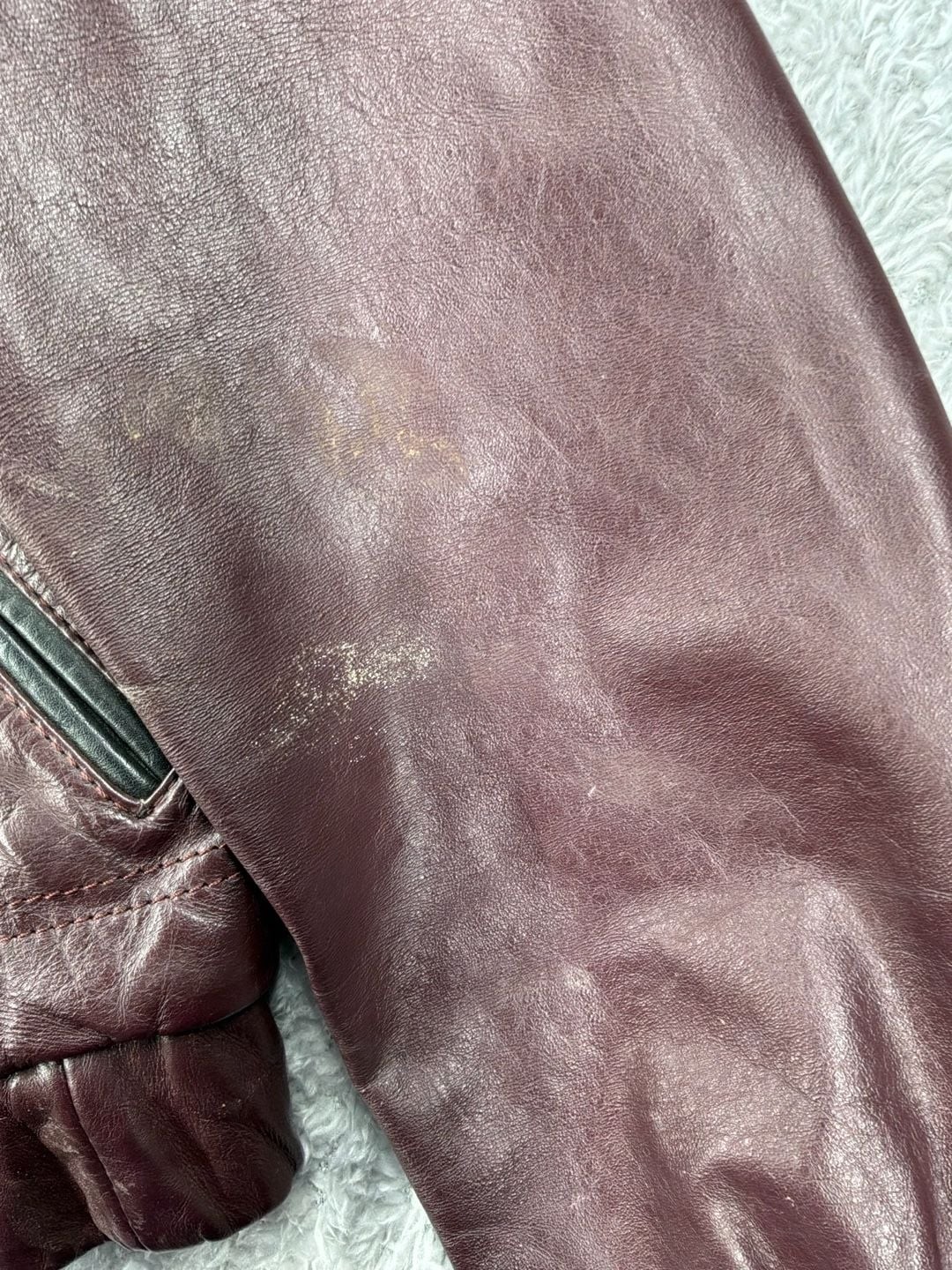 Vintage 80s Lesoleil Burgundy Wine Leather Jacket Size 11/12