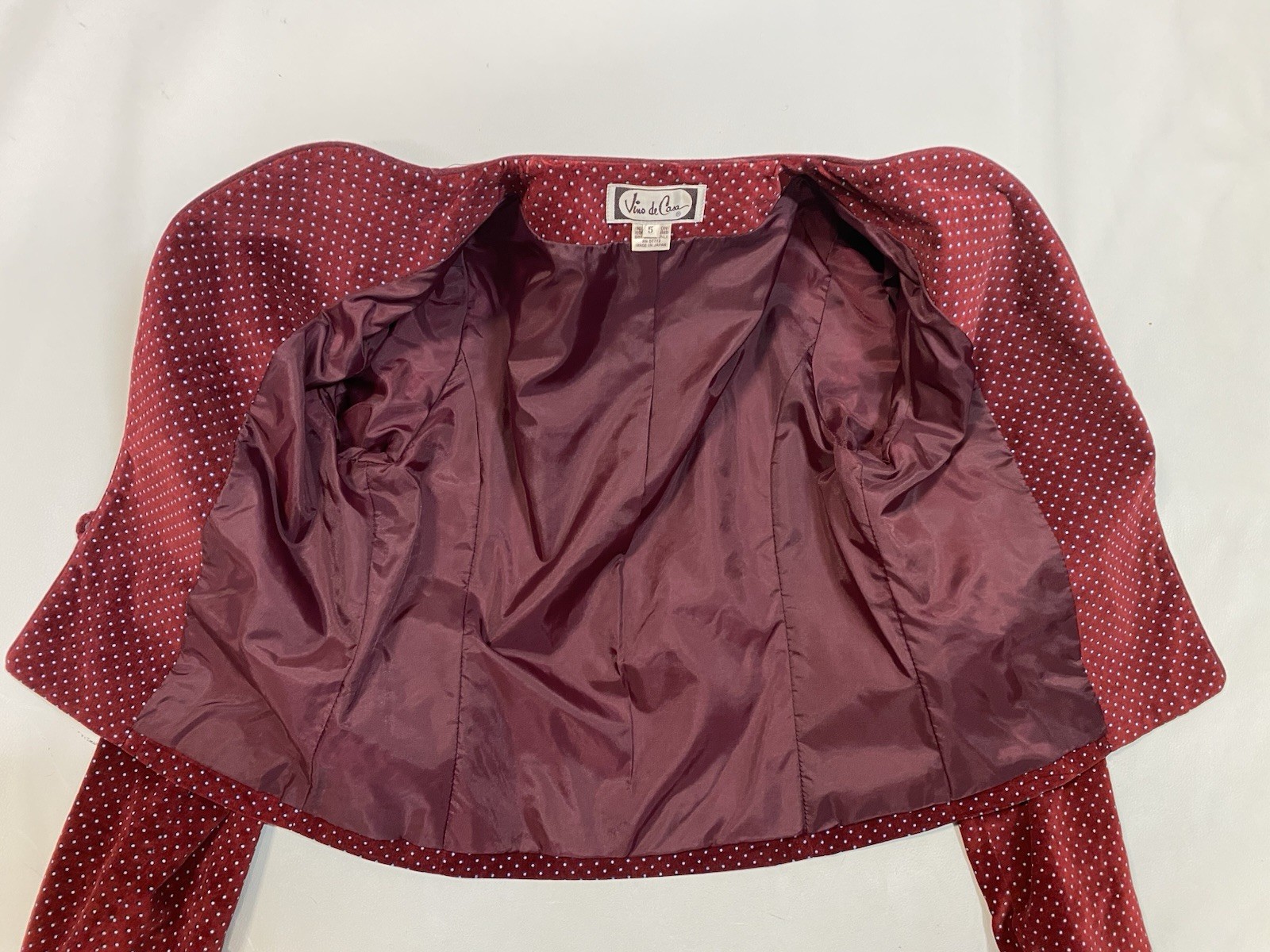 Vintage Skirt Suit Women’s SIZE EXTRA SMAL XS 5 red velvet 70s 80s VINO DE CASA