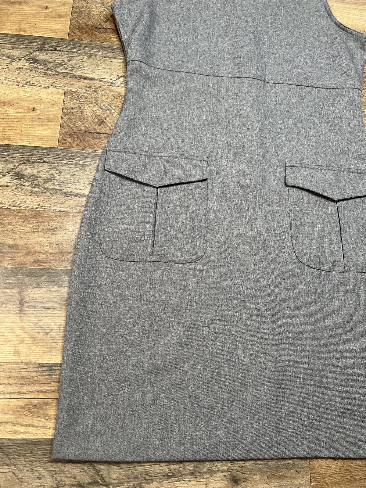 Vintage No Excuses Gray Dress Front Pocket Sleeveless Size Large Preowned