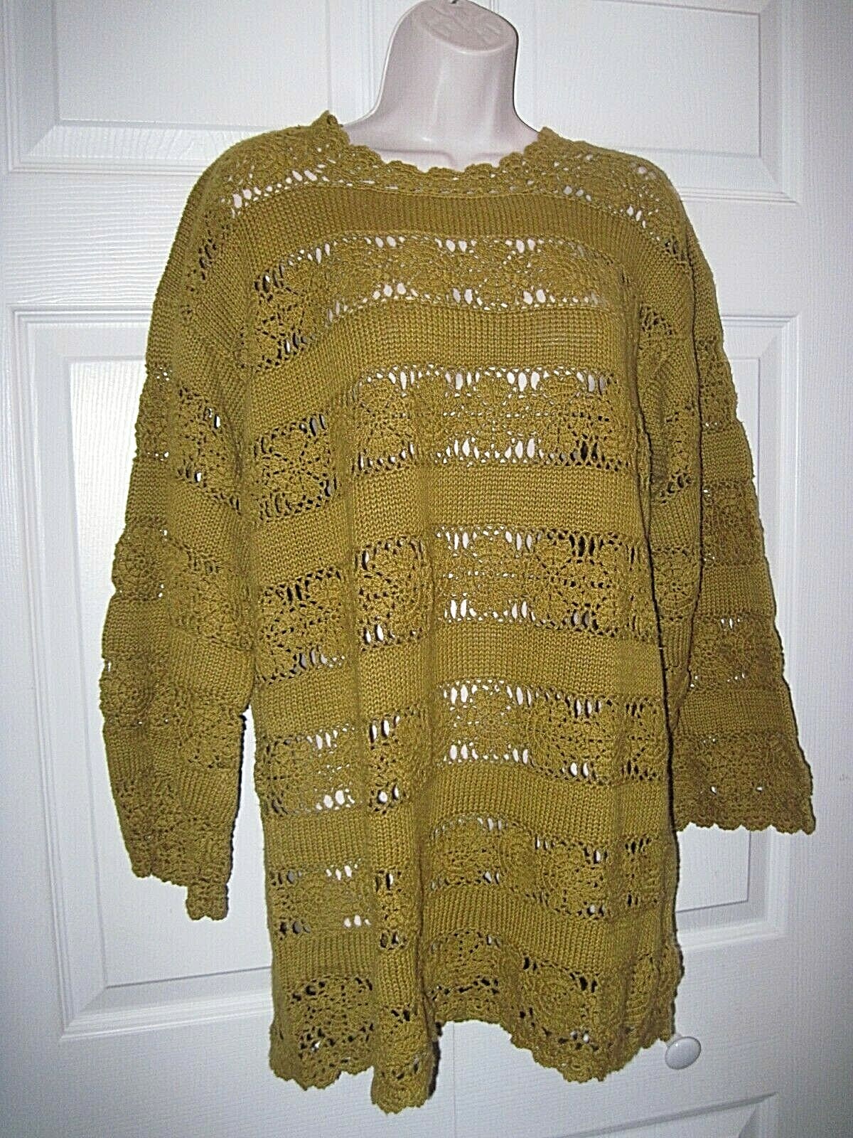 Paul & Duffier Crochet Knit Sweater Long Sleeves Women’s Size Medium New