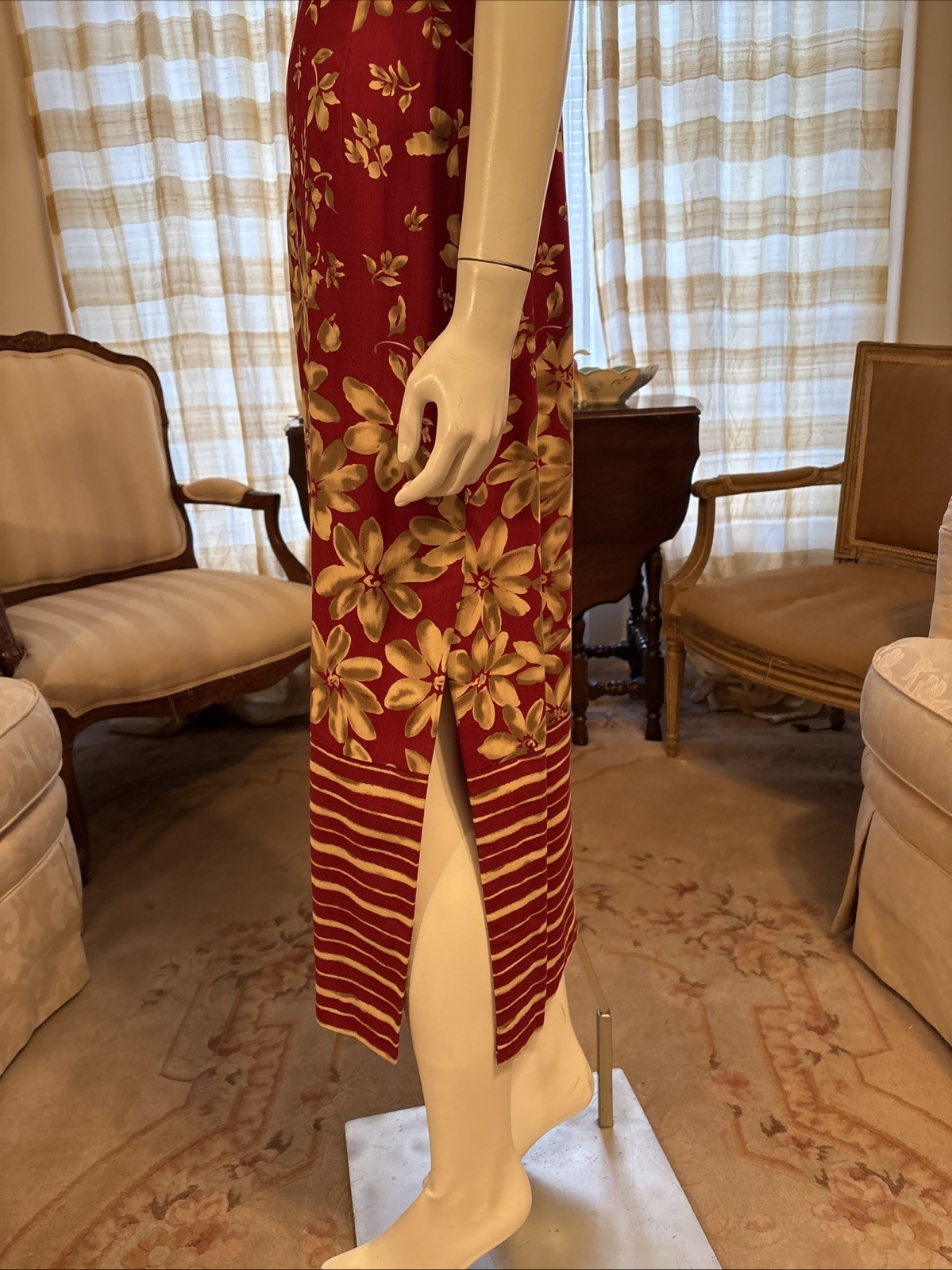 Vtg Donna Morgan Floral Maxi Dress Red With Flower Pattern Sz 4 Beautiful