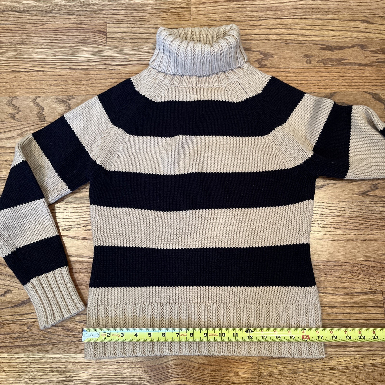 VINTAGE WOMENS GAP Y2K FALL 2002 STRIPE KNIT TURTLENECK SWEATER SMALL -MEDIUM