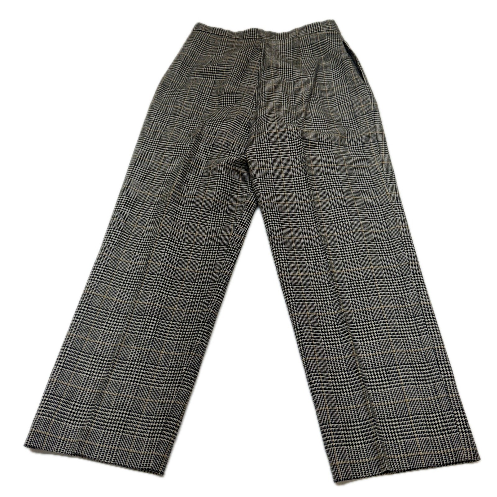 Vintage Glen Plaid Wool Trousers Women 14 Gray Dark Academia Preppy Office