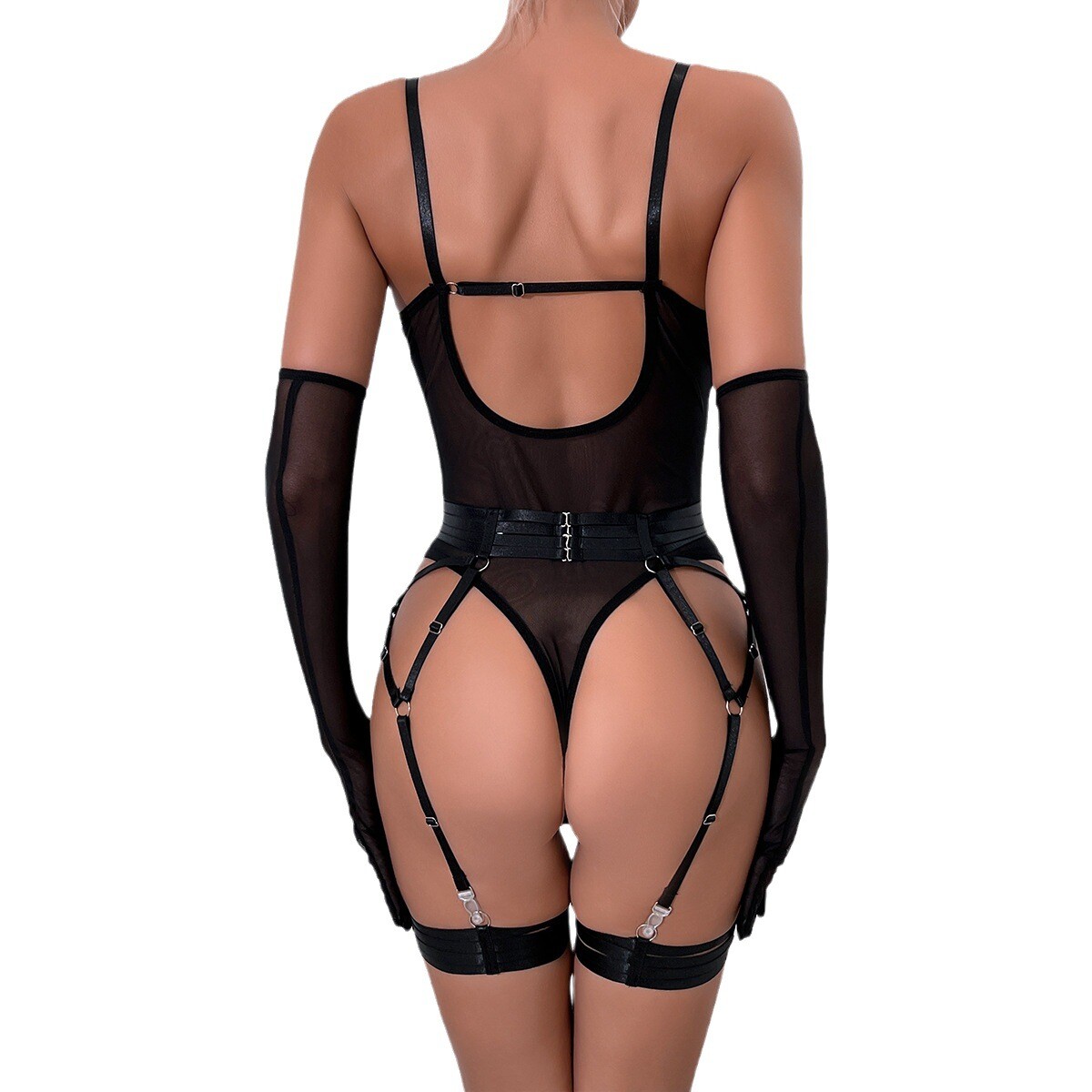 Hot Selling Camisoles with Breathable Mesh, Backless and Sexy Lingerie Set