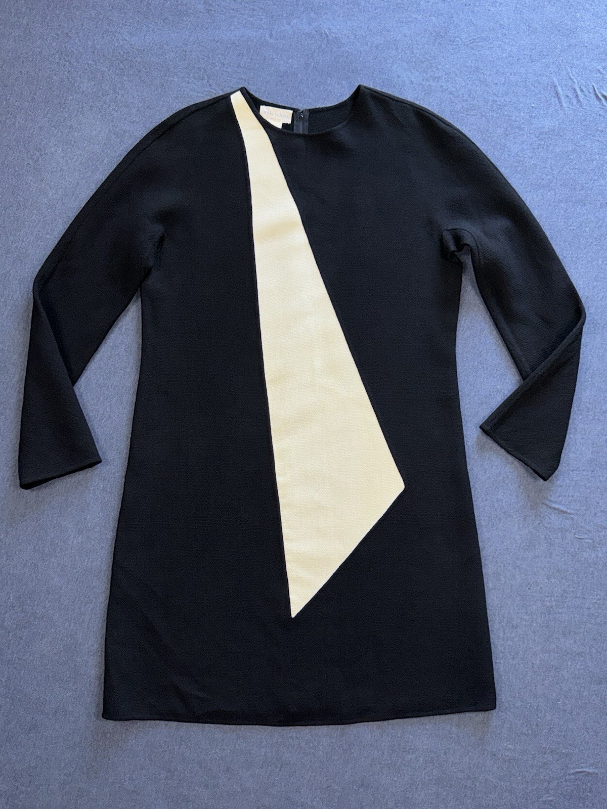 Mila Schon Vintage 80s Black Lana Wool Long sleeve Mini Dress Size 44