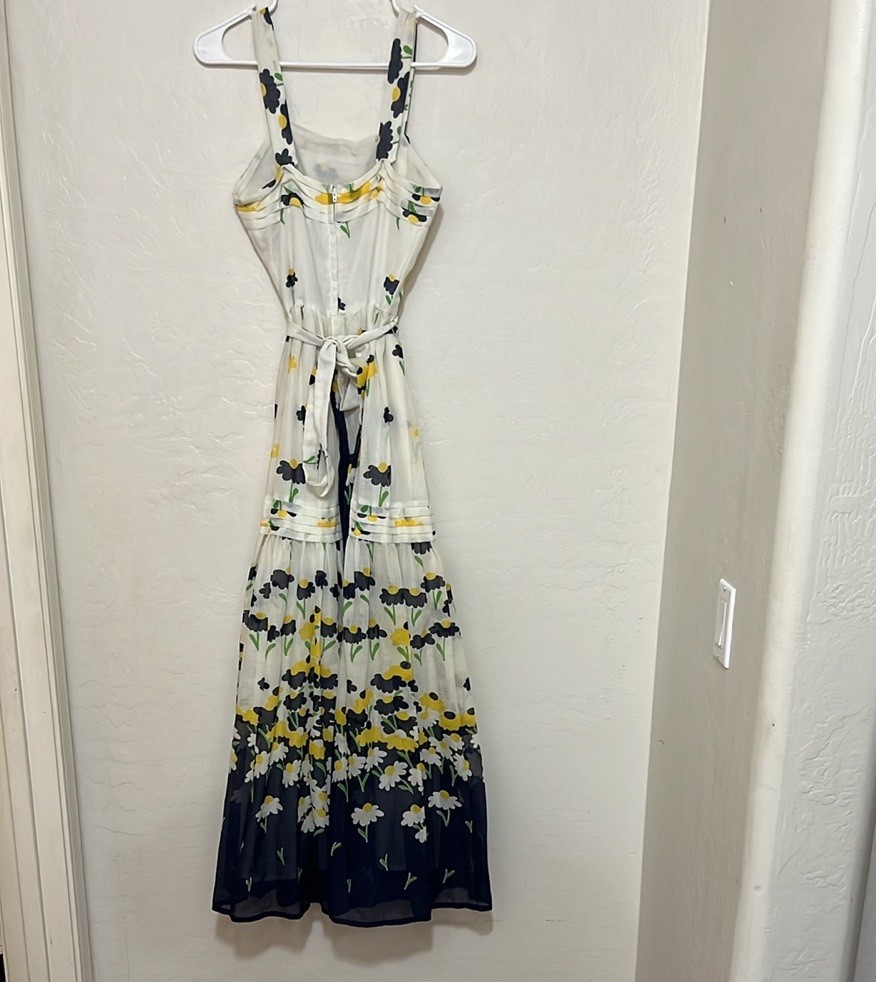 Vintage Parfait Originals White Floral Print Women Dress Size 7 Vintage Sizing