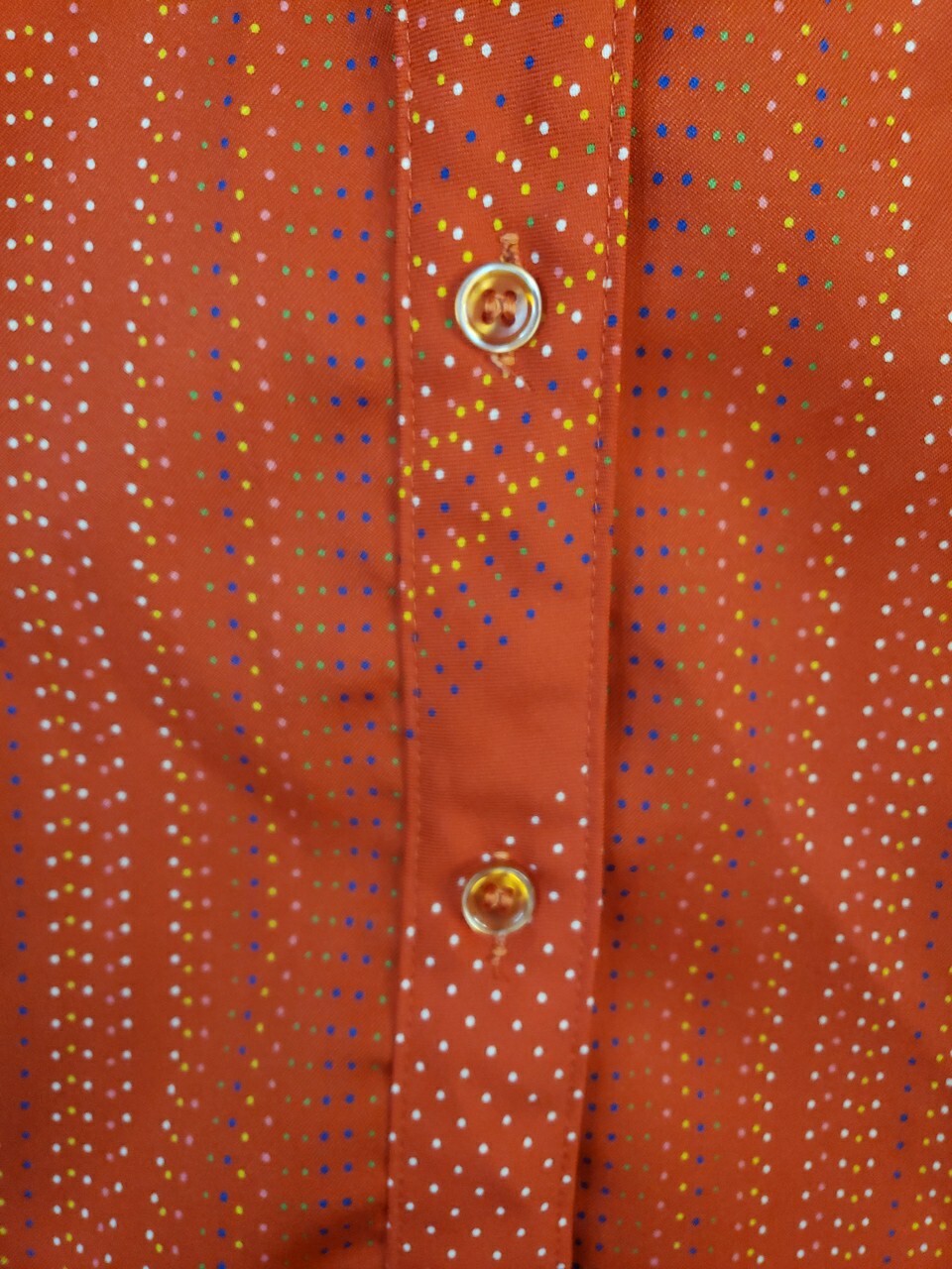 VTG 60S 70s Lady Arrow Button Up SIZE 10 L/S Red Polka dot Polyester PSYCHEDELIC