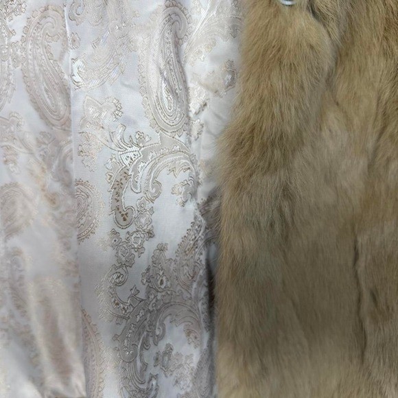 NWT Ethel Genuine Rabbit Fur Jacket Camel Beige Luxury Vintage Glam