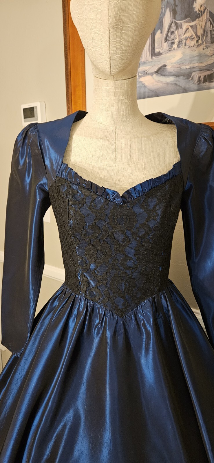 Vintage 1980s Midnight Blue Gunne Sax Prom Dress As Pictured