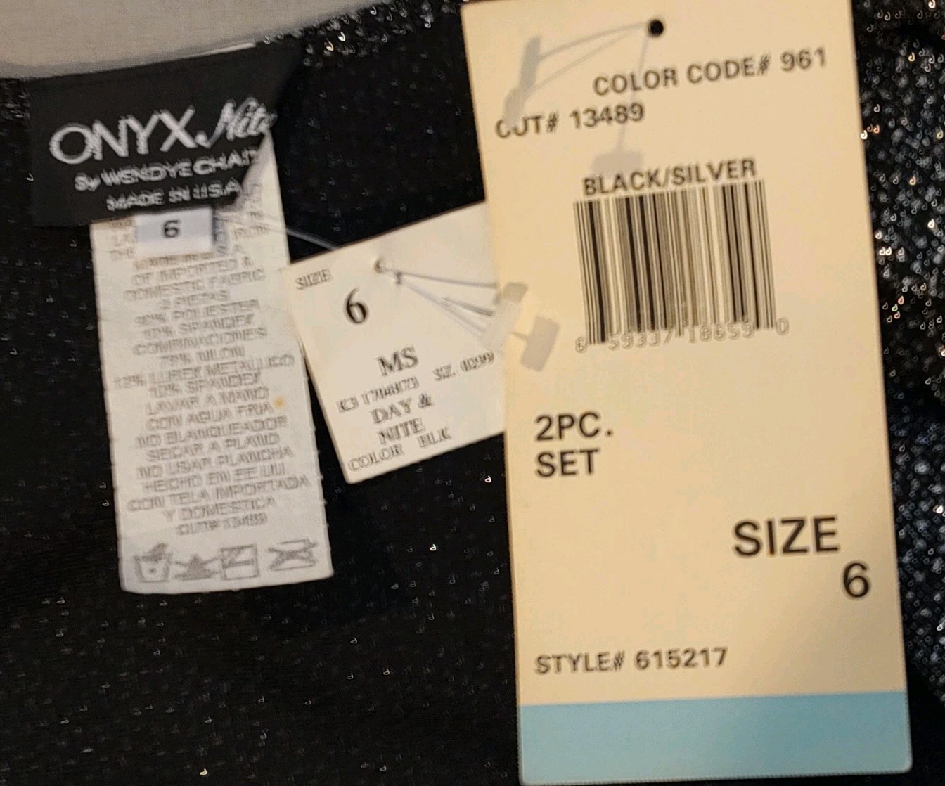 NWT Onyx Nite by Wendye Chaitin 2PC Formal Velour Dress & Silver Jacket – Size 6