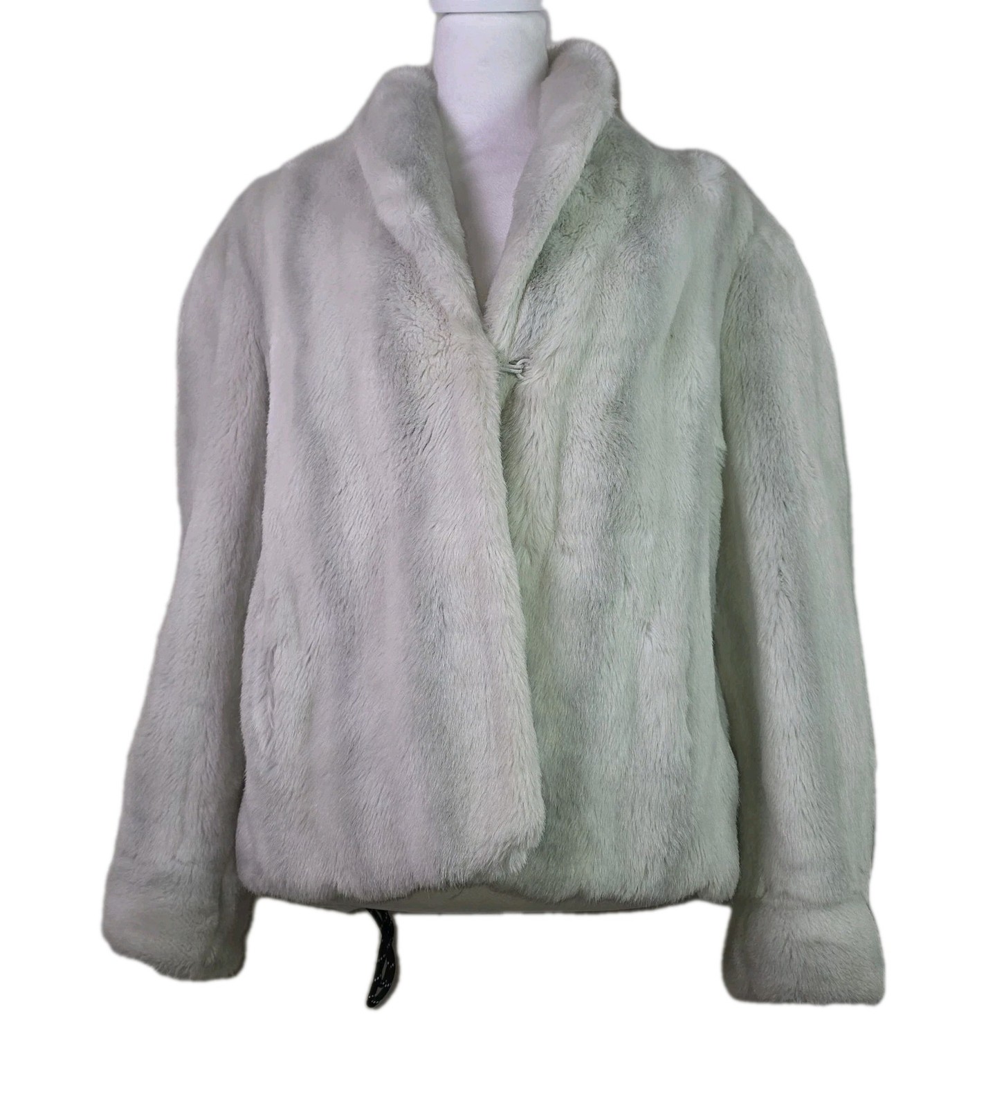 Vintage Otex Tyber Faux Fur Coat Ivory/Grey Simulated Fur Belgium Melbourne Sz 8