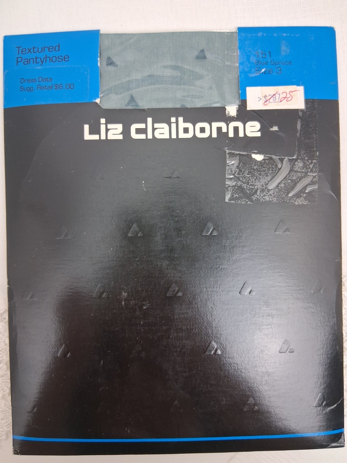 Vtg Liz Claiborne Textured Pantyhose Blue Spruce Dress Dots Size 3 NIP #151