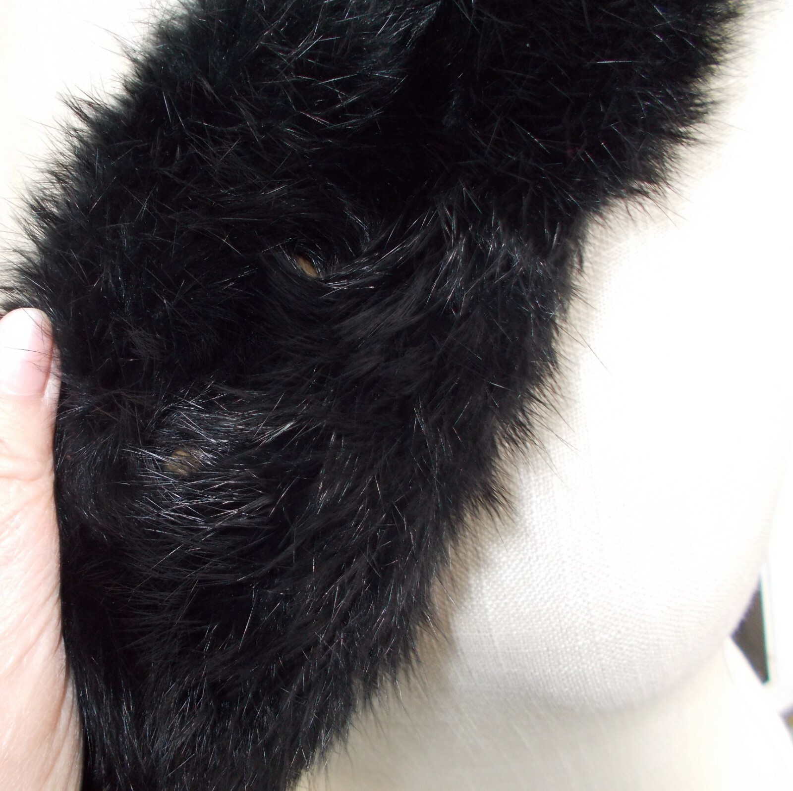 Vintage Soft Black Rabbit Fur Collar Scarf 30″ Long XS to 2X Lovely