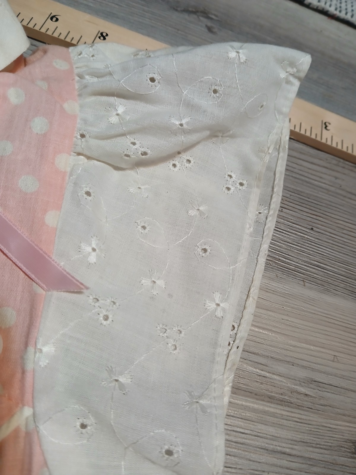 60’s? Babydoll Pink Polkadot Lace Short Sundress Cottage Housewife California