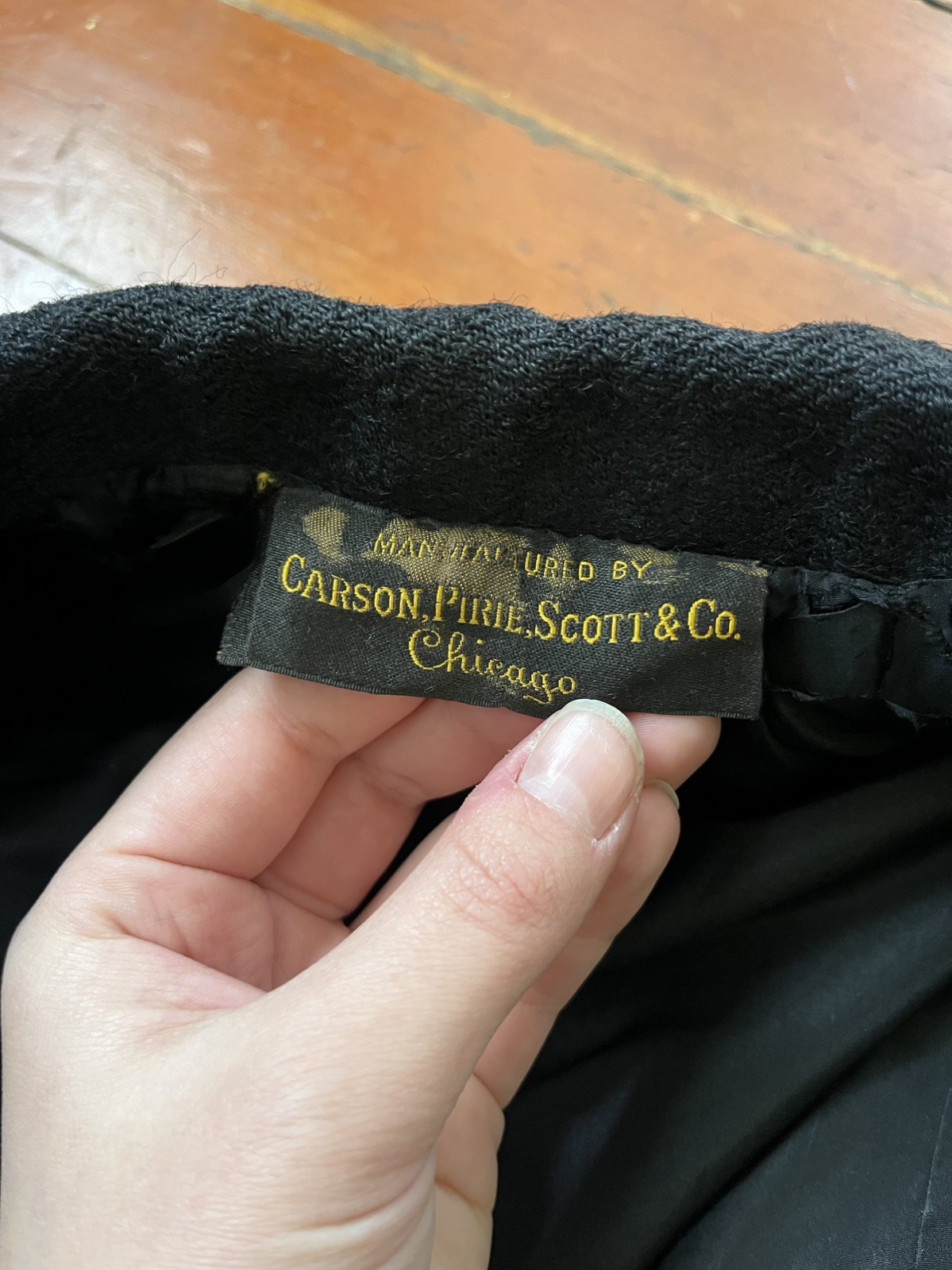 Antique Victorian Late 1800s Carson, Pirie, Scott & Co Black Wool Riding Jacket