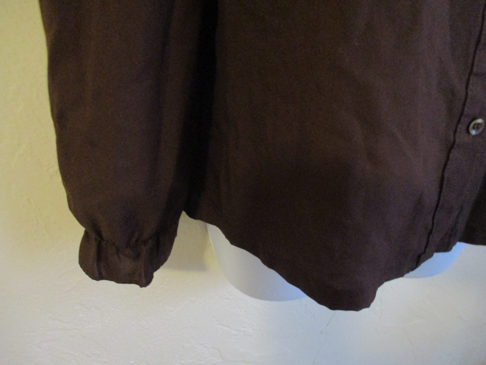VTG Lucky Winner Blouse Size 11 / 12 Brown Ruffled High Victorian Style Neckline