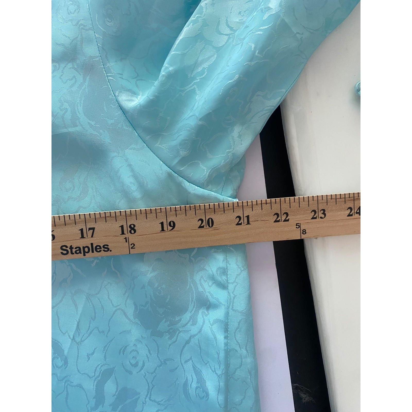 Lauren Alexandra Vintage Aqua Blue Floral Jacquard Lace Drop Waist Dress Size 12