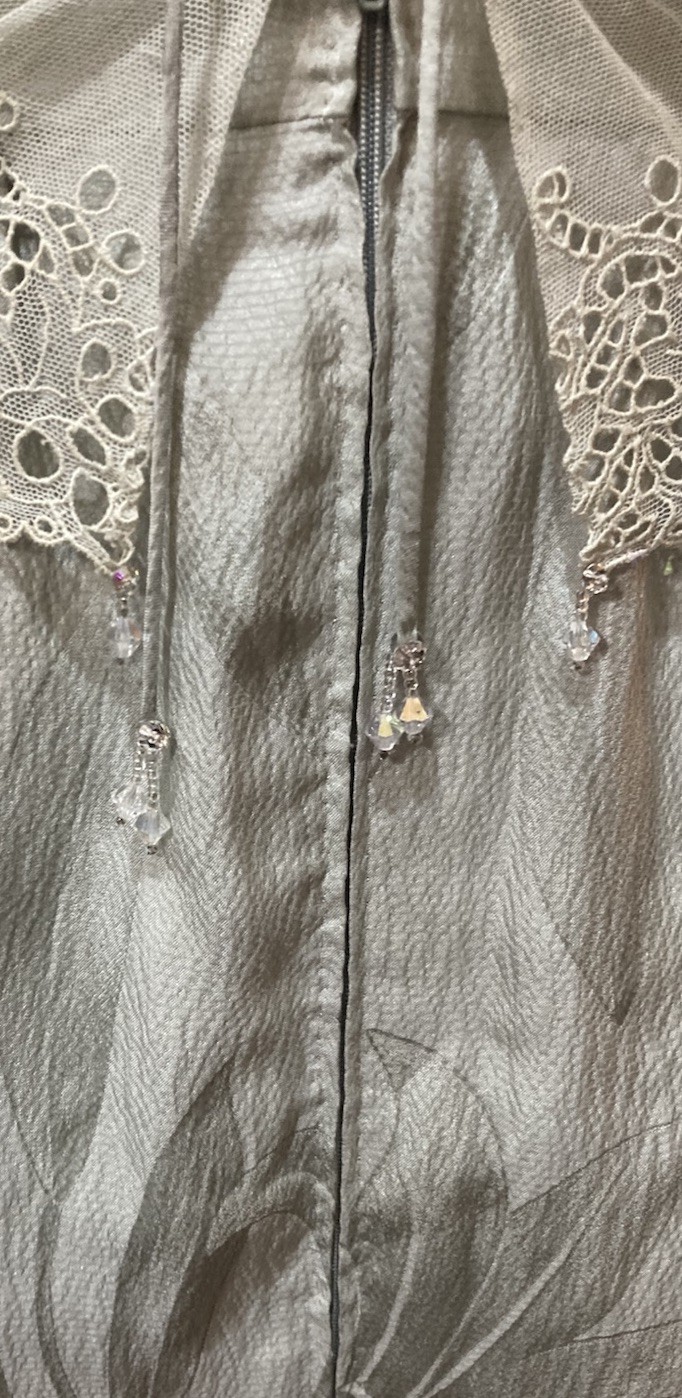 Carol Peretz / Neiman Marcus, Sea Foam Green Silk Bead Boho Dress Rare Vintage