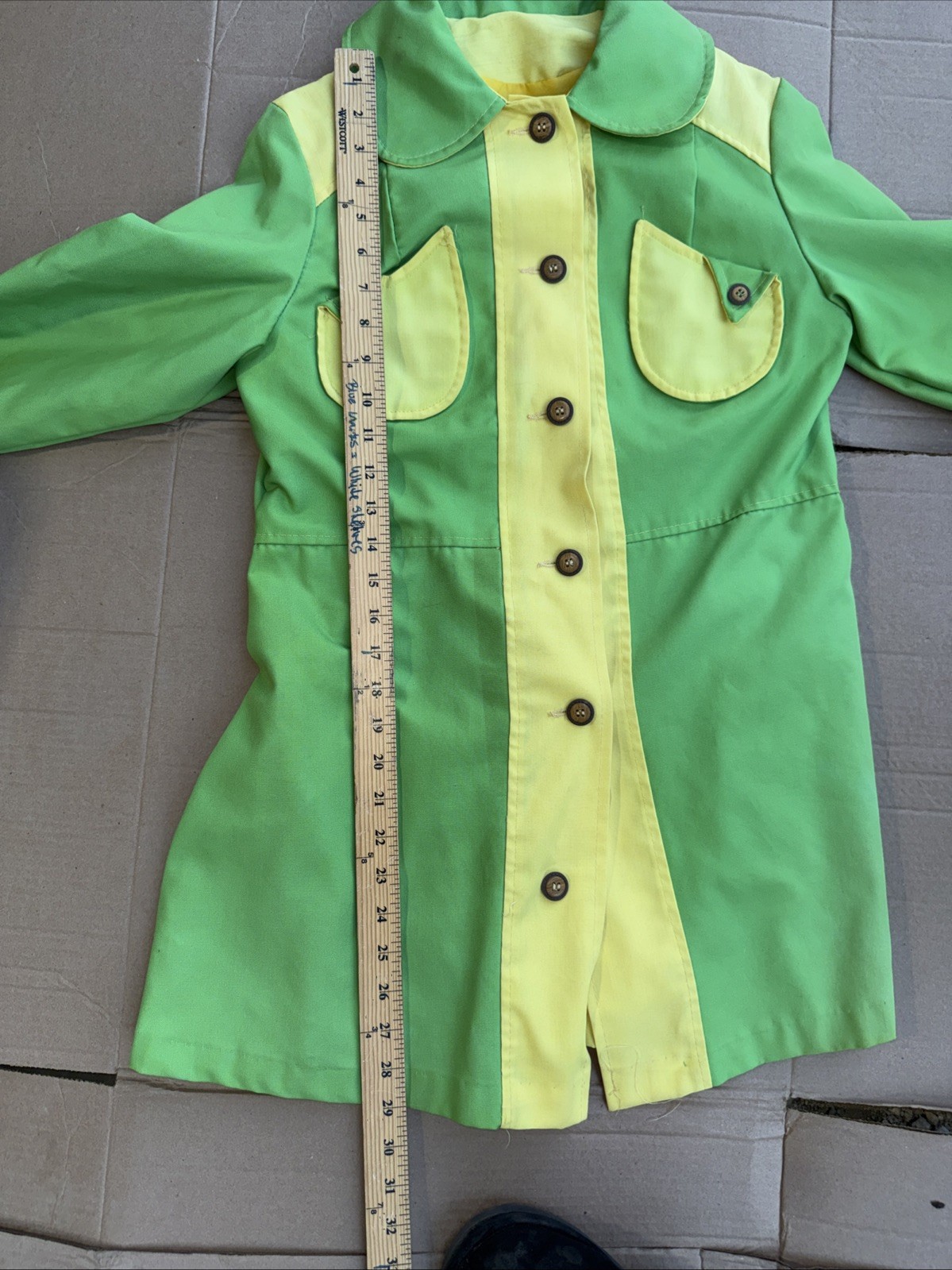 Vintage 1970’s Young Ladies Green & Yellow Jacket Coat
