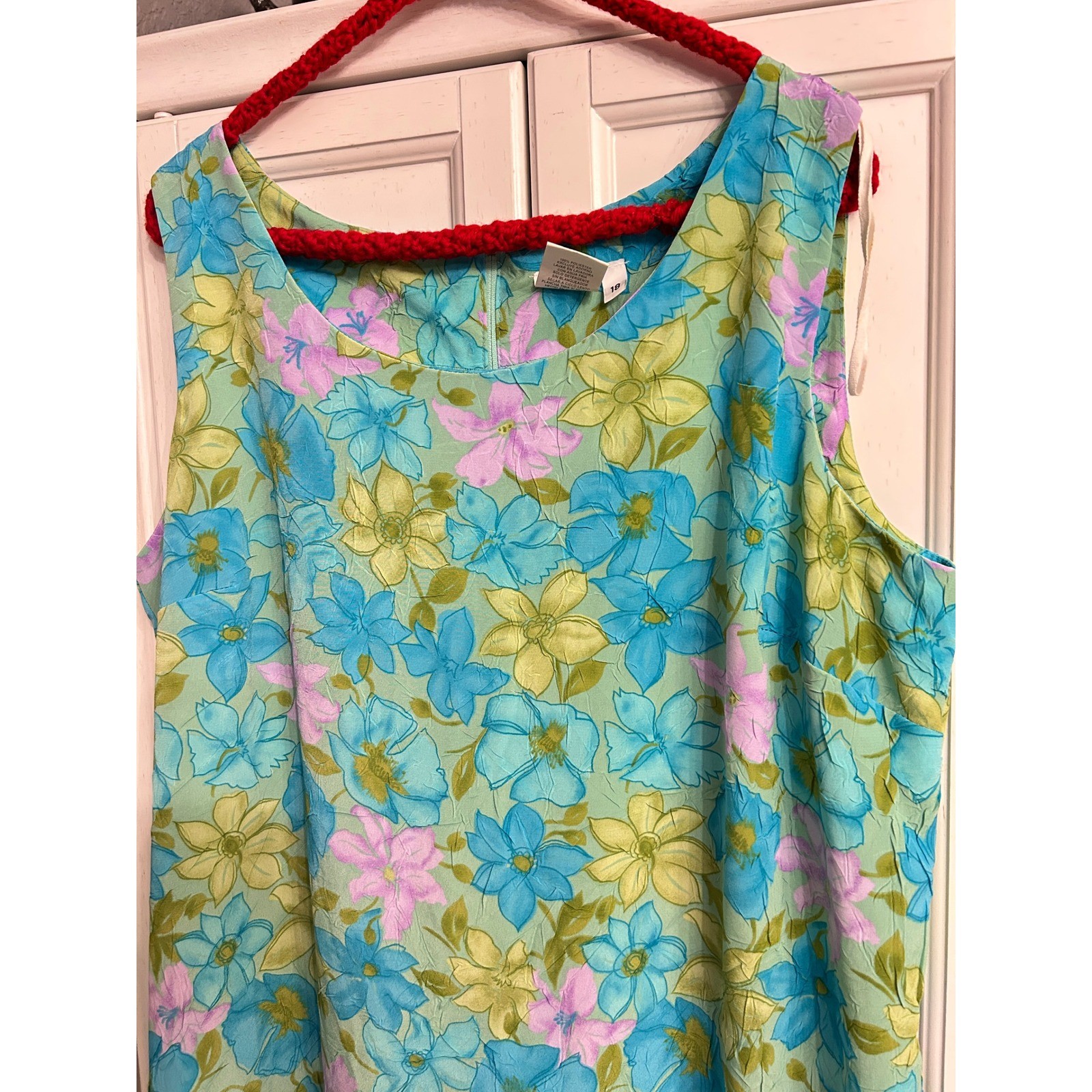 Vintage 90s Style Floral Sleeveless Maxi Dress Blue Purple Green Size 18