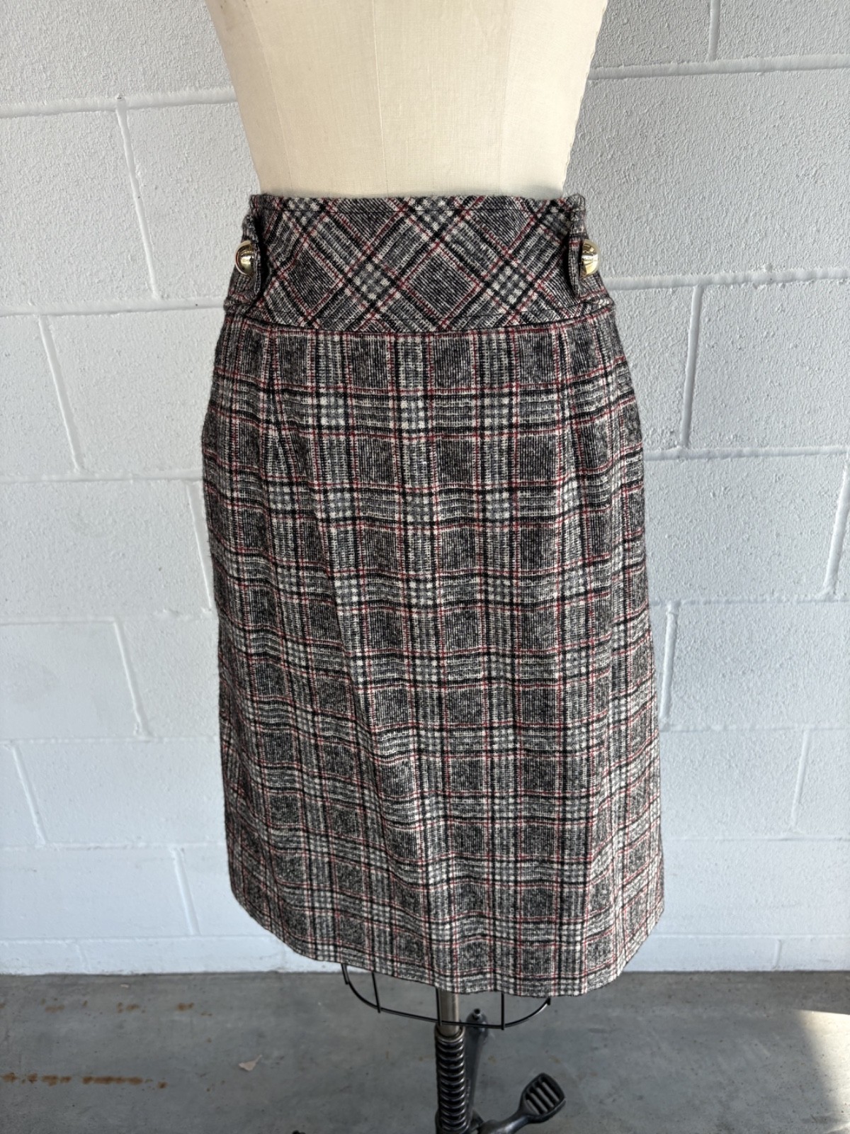 Vintage Y2K Les Copains Glen Plaid Skirt Suit Italian Designer Blazer & Skirt