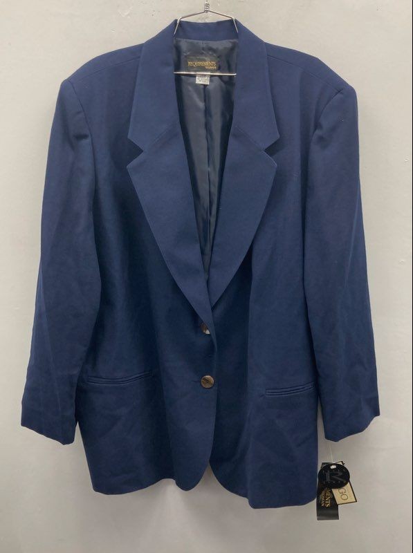 Requirements Women’s Navy Blue Blazer Jacket Vintage Y2K NWT Lined Slub Sz 24W