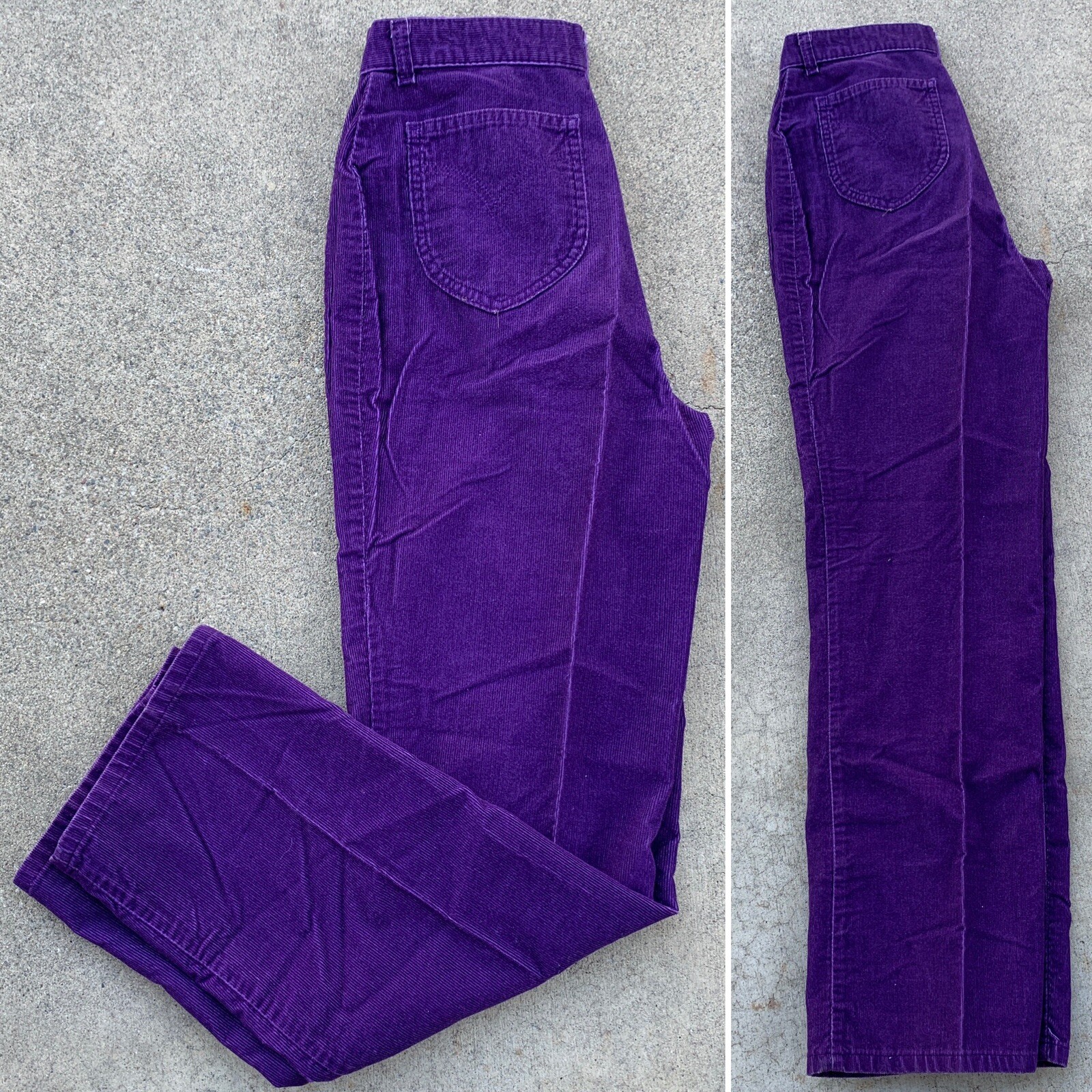 Vintage Purple LEVIS Corduroy Pants Wide Leg Sz 16 30 Waist Scovill Zipper 70s