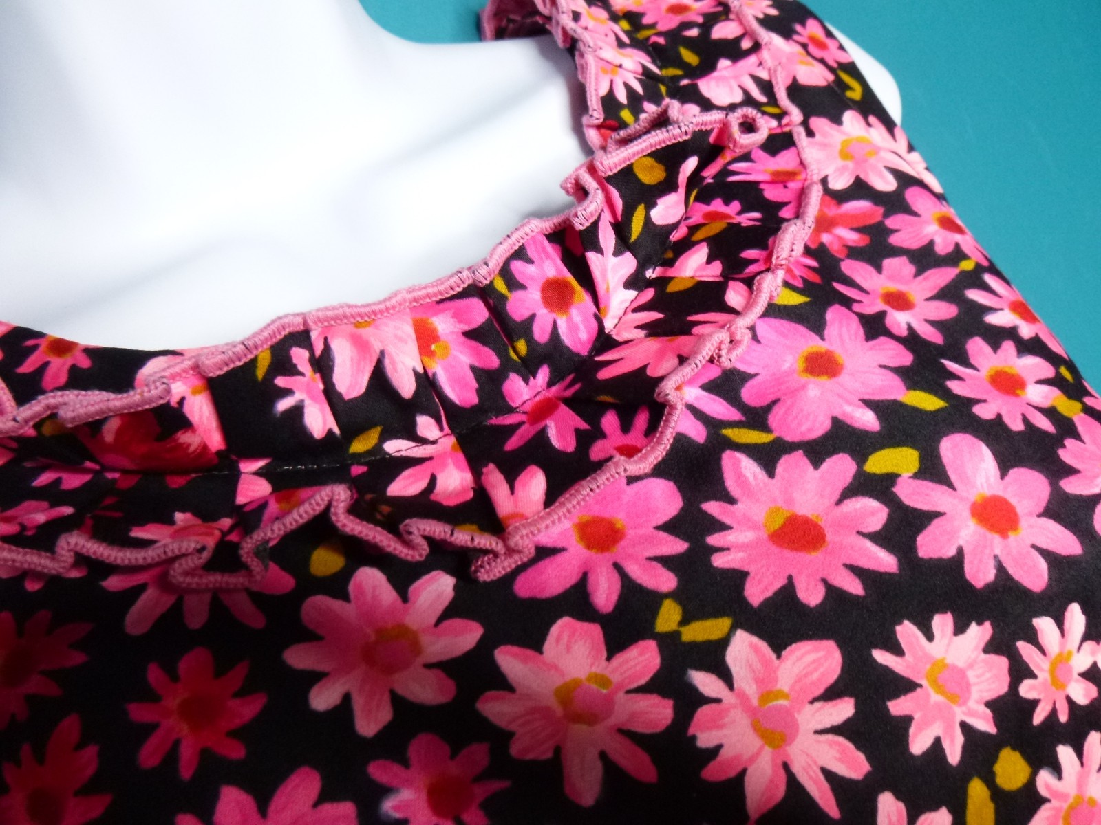 Vtg Charlotta Of California By Glazier Flower Power Maxi Dress PINK Daisies Sz M