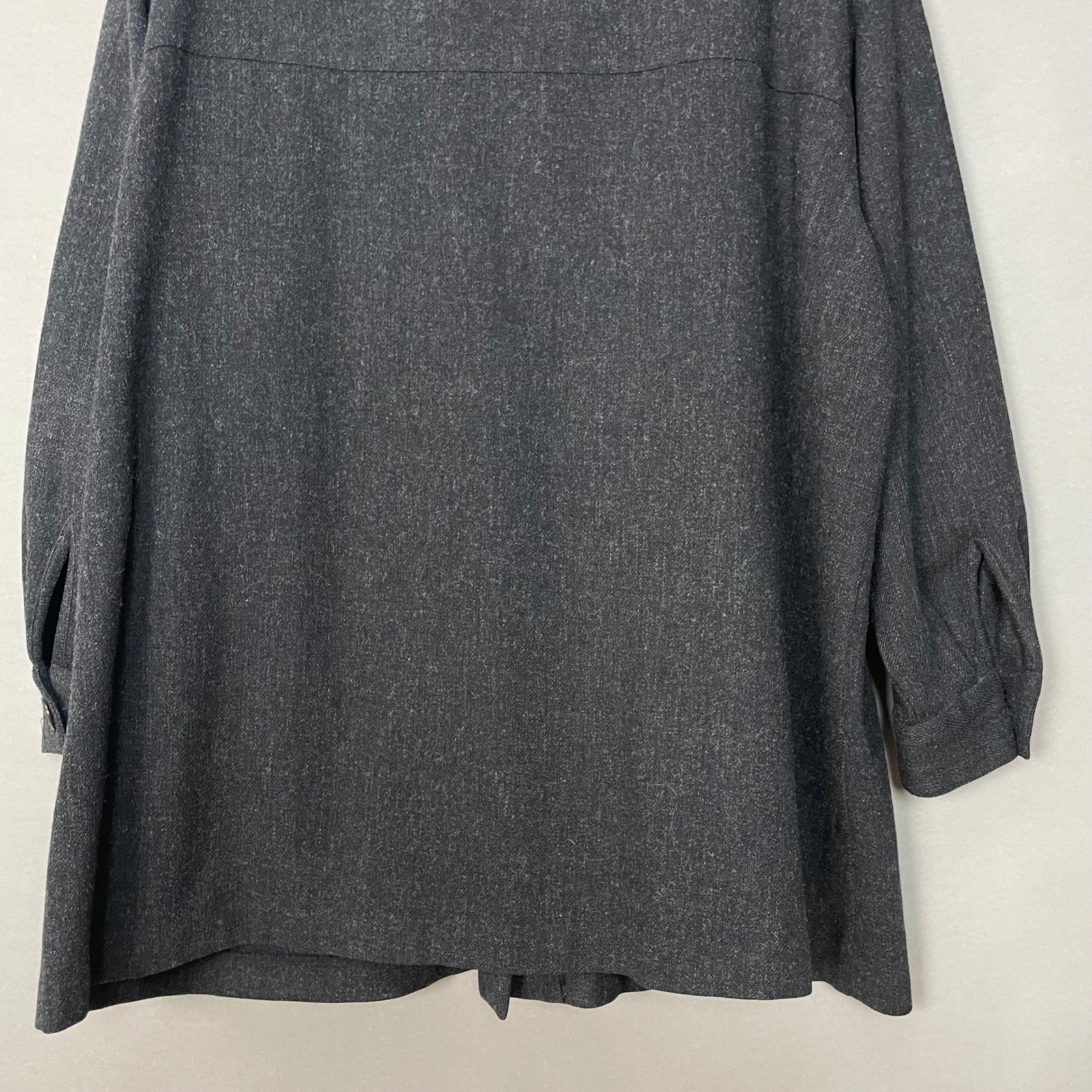 Vintage Nordstrom Top Merino Wool Patch Pockets Women 2X Charcoal Gray Neutral