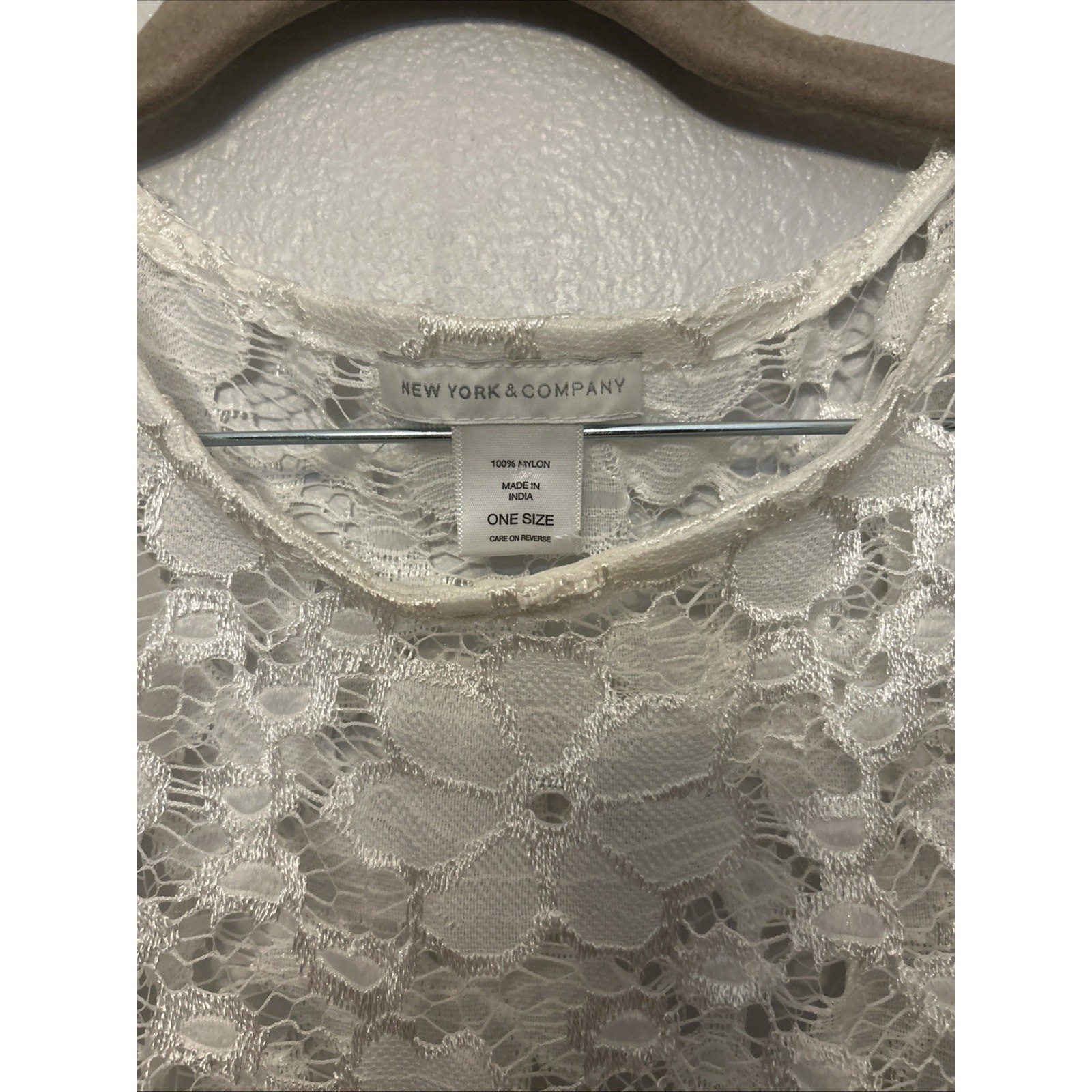 Womens Coverup White Croquet Top Tassels New York & Company Grannie Old Money OS