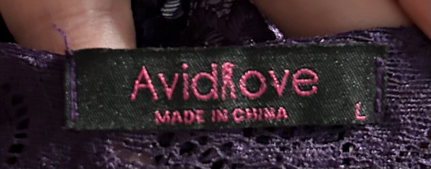 Avidlove Purple Silky Lace Sheer Embroidery Teddy Nightie Womens L NOS