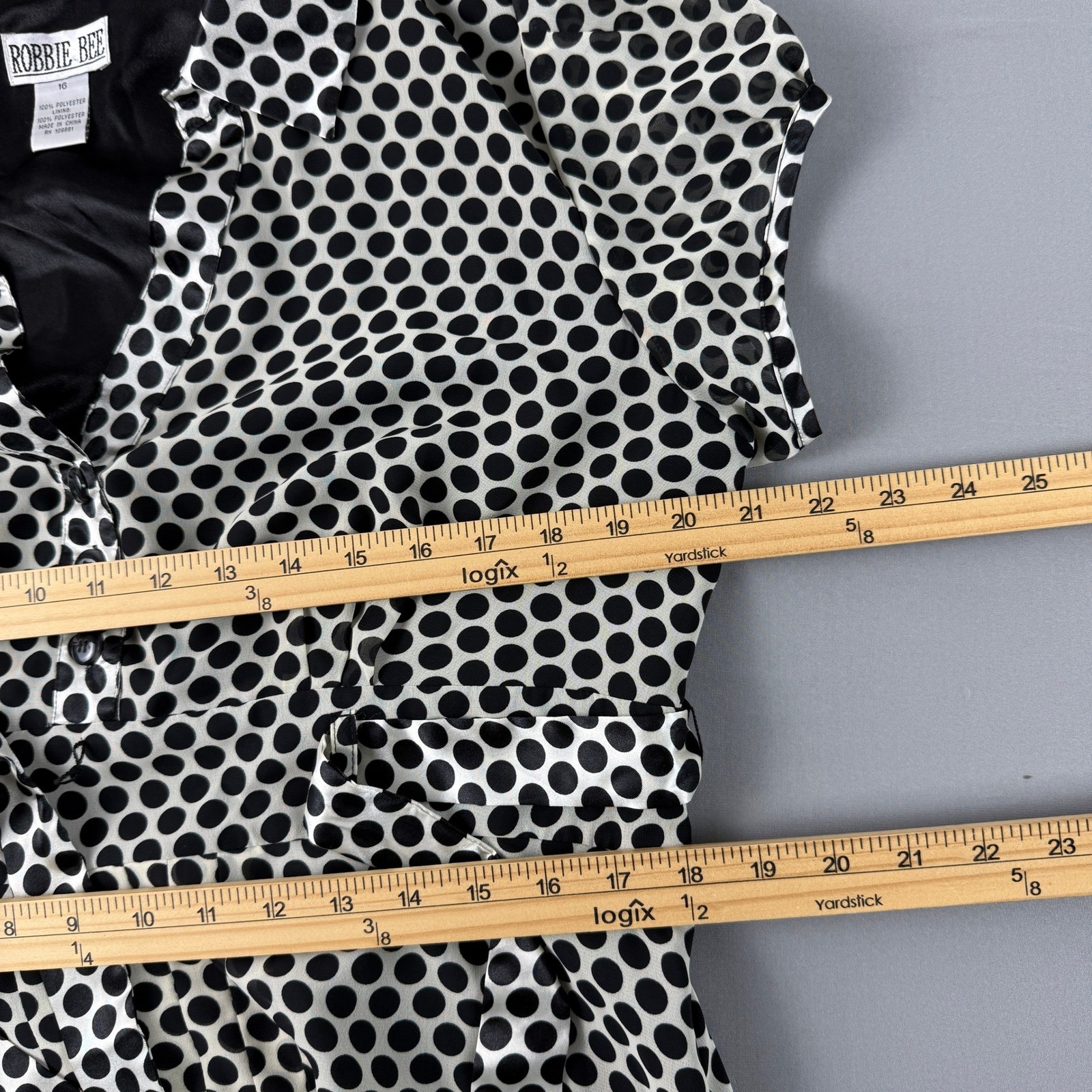 Robbie Bee Vintage 90s Y2K Polka Dot Midi Slip Dress Plus 16 XL Satin Retro