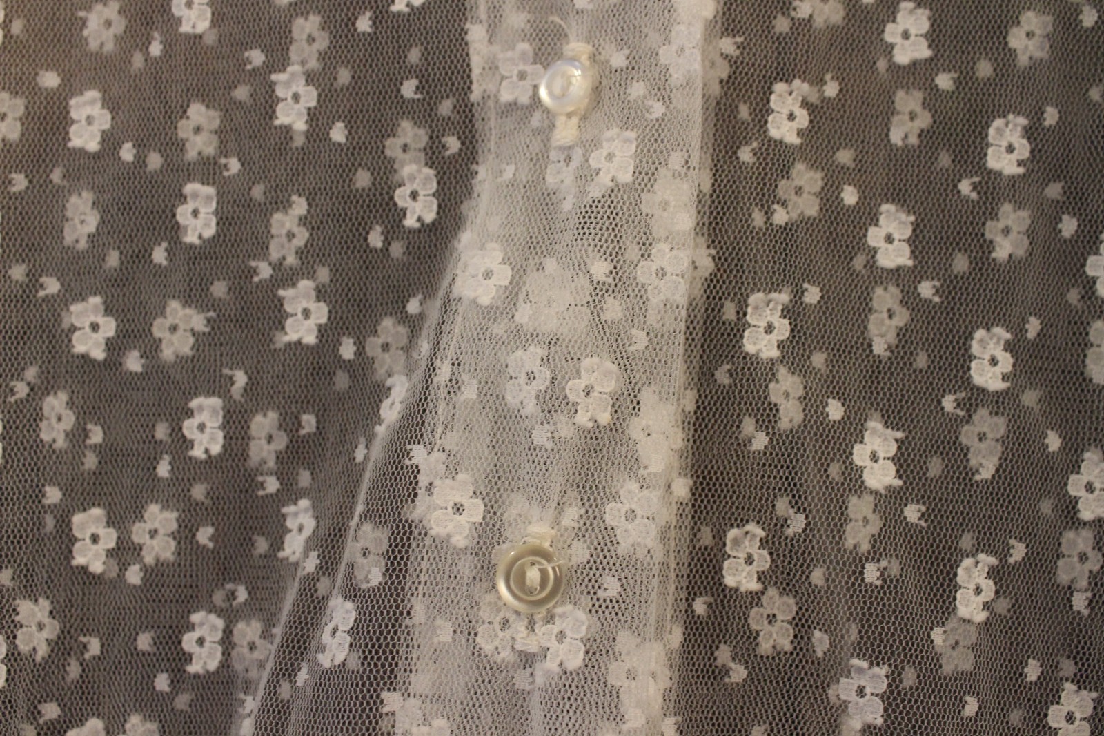 Vintage White Blouse Gunne Sax by Jessica Lace Design See Through Floral 1970s