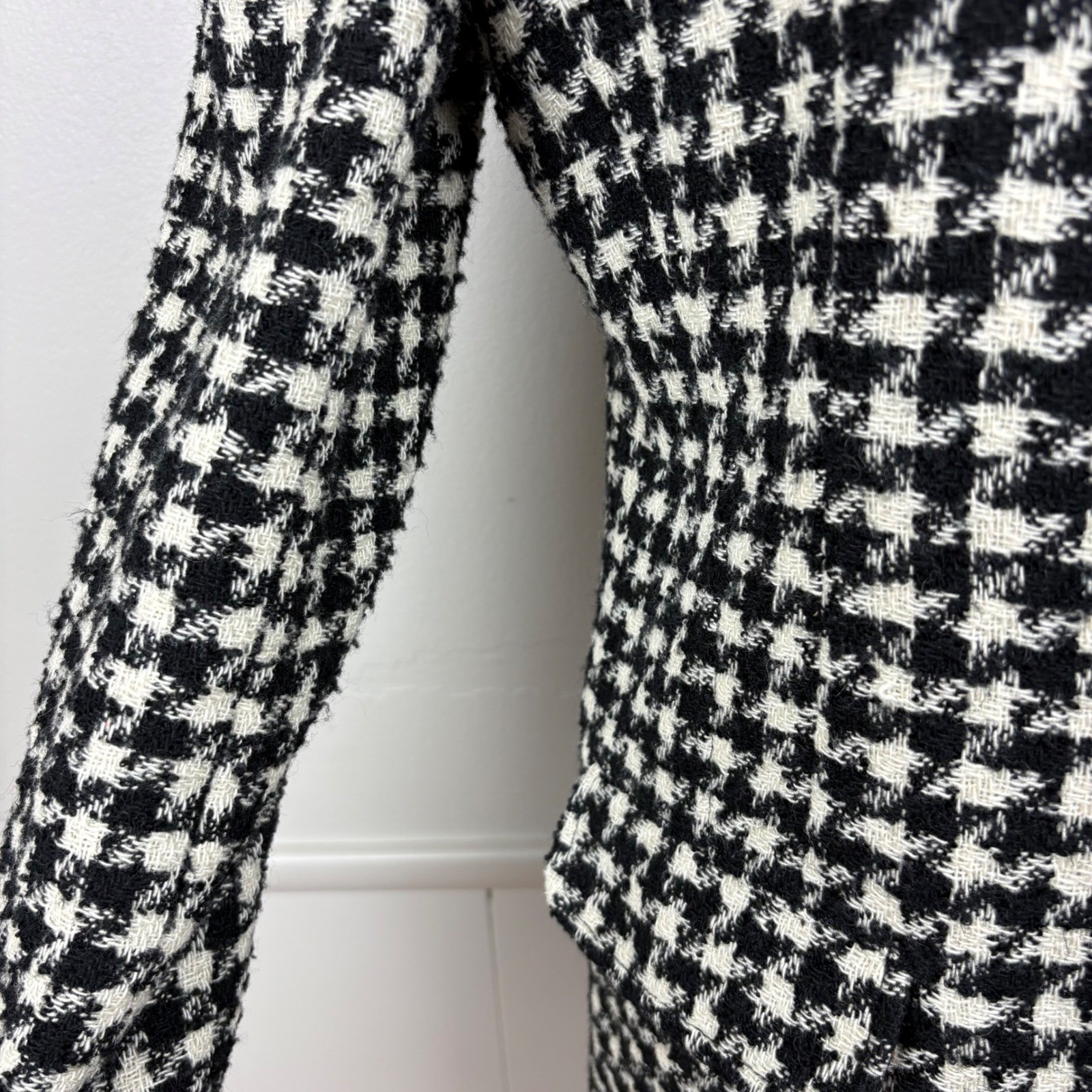 Lizwear Petite Vintage Houndstooth Blazer Size 4P Black White Academia Classic