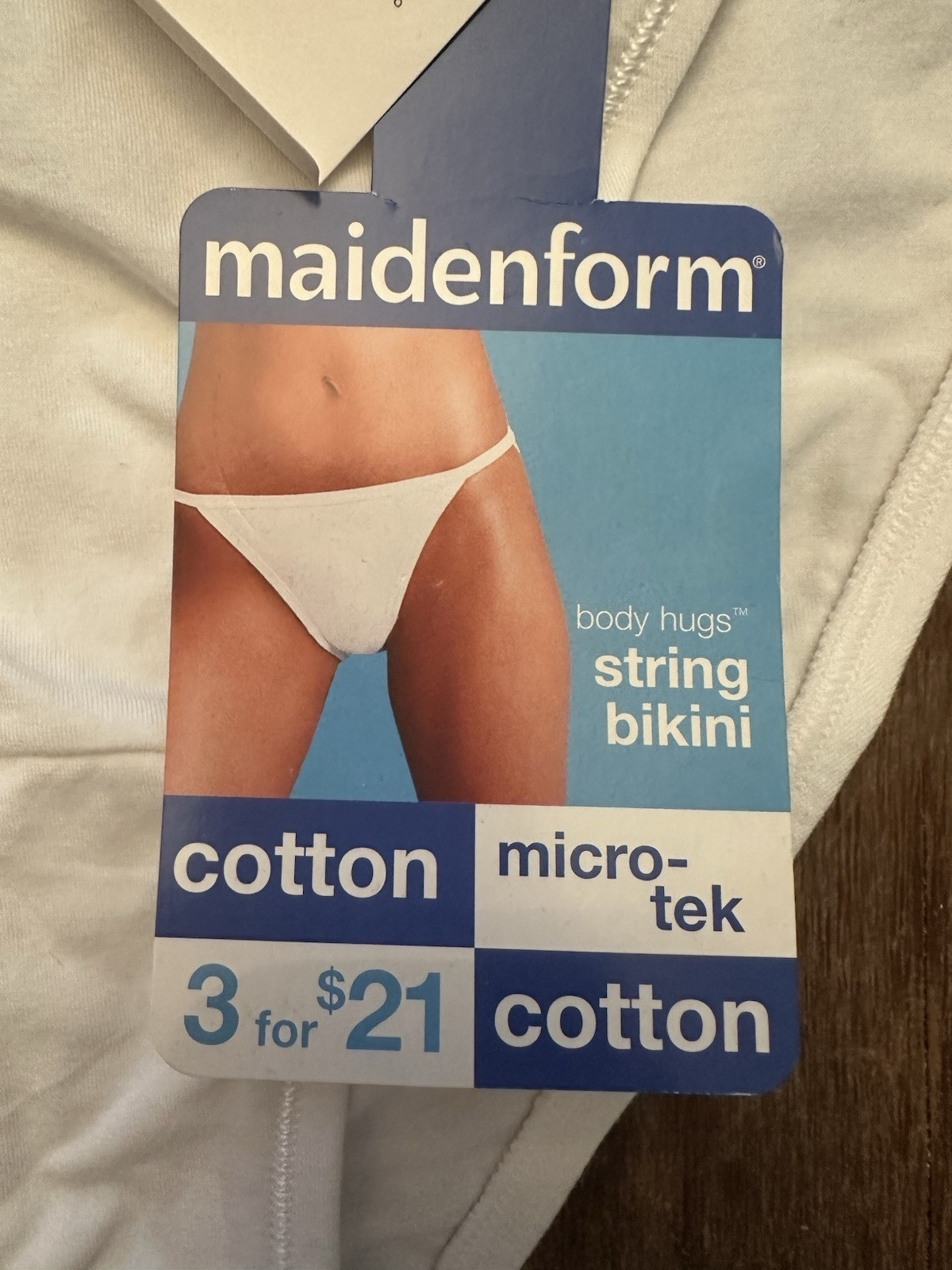 6 Vintage NWT 90s Maidenform Cotton String Bikini White Panties Underwear Sz 7