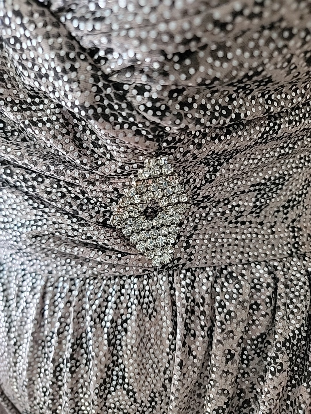 Vintage 80s Snakeskin Sparkle Jumpsuit With Bling Broche Rock Dissco Party 12?