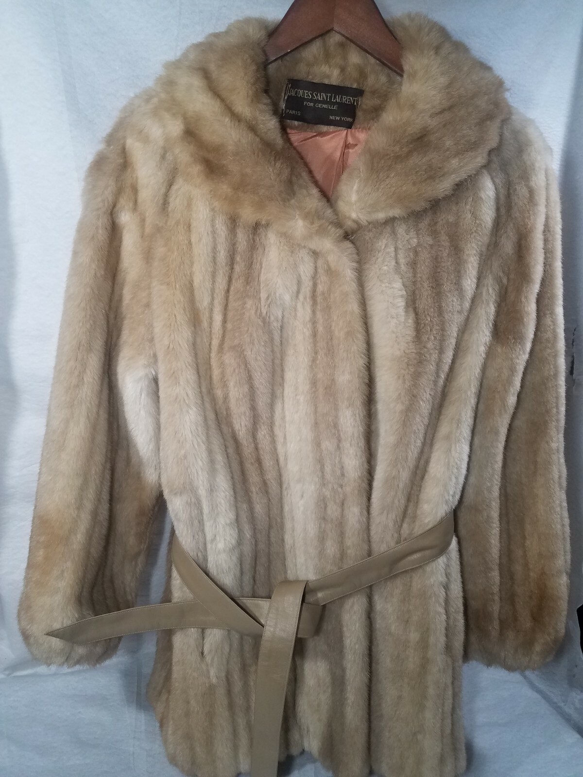 Jacques Saint Laurent Faux Fur Light Brown Womens Jacket Large NICE