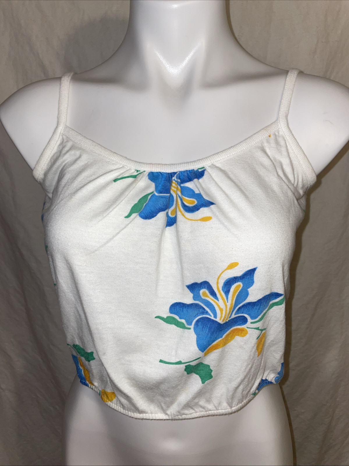 VTG 70s 80s Floral Top XS S M Tank Crop Shrug Topson Downs Disco Floral Skating