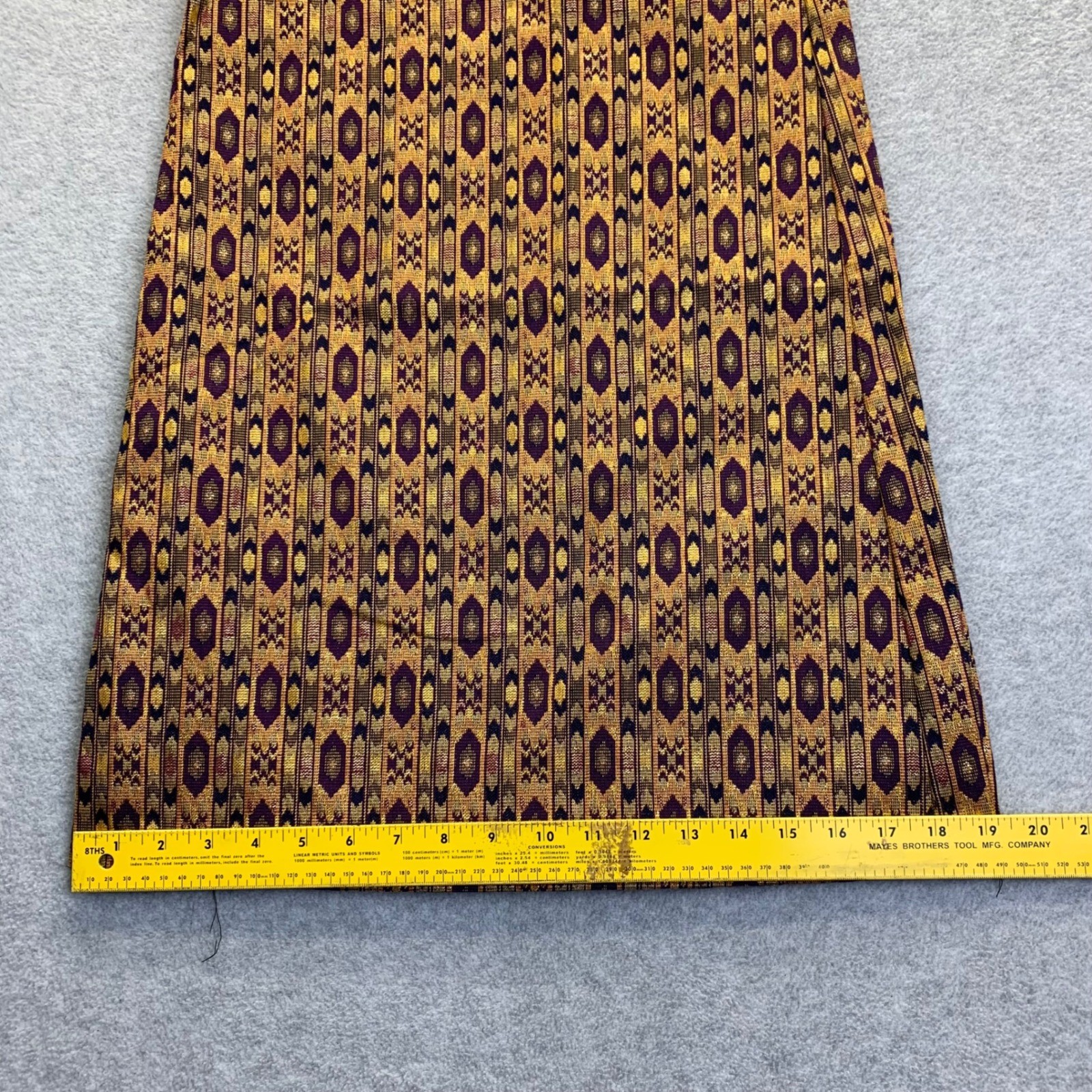 Vintage BSAC ILGWU Wide Leg Palazzo Pants Purple Gold Metallic Ikat Print Sz 10
