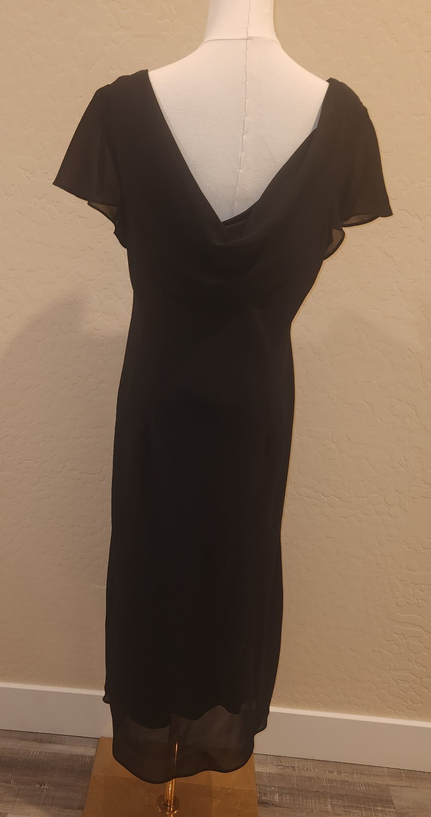 Vtg 90’s Black Beaded Maxi Dress Robbie Bee Scoop back dancing cocktail dressy