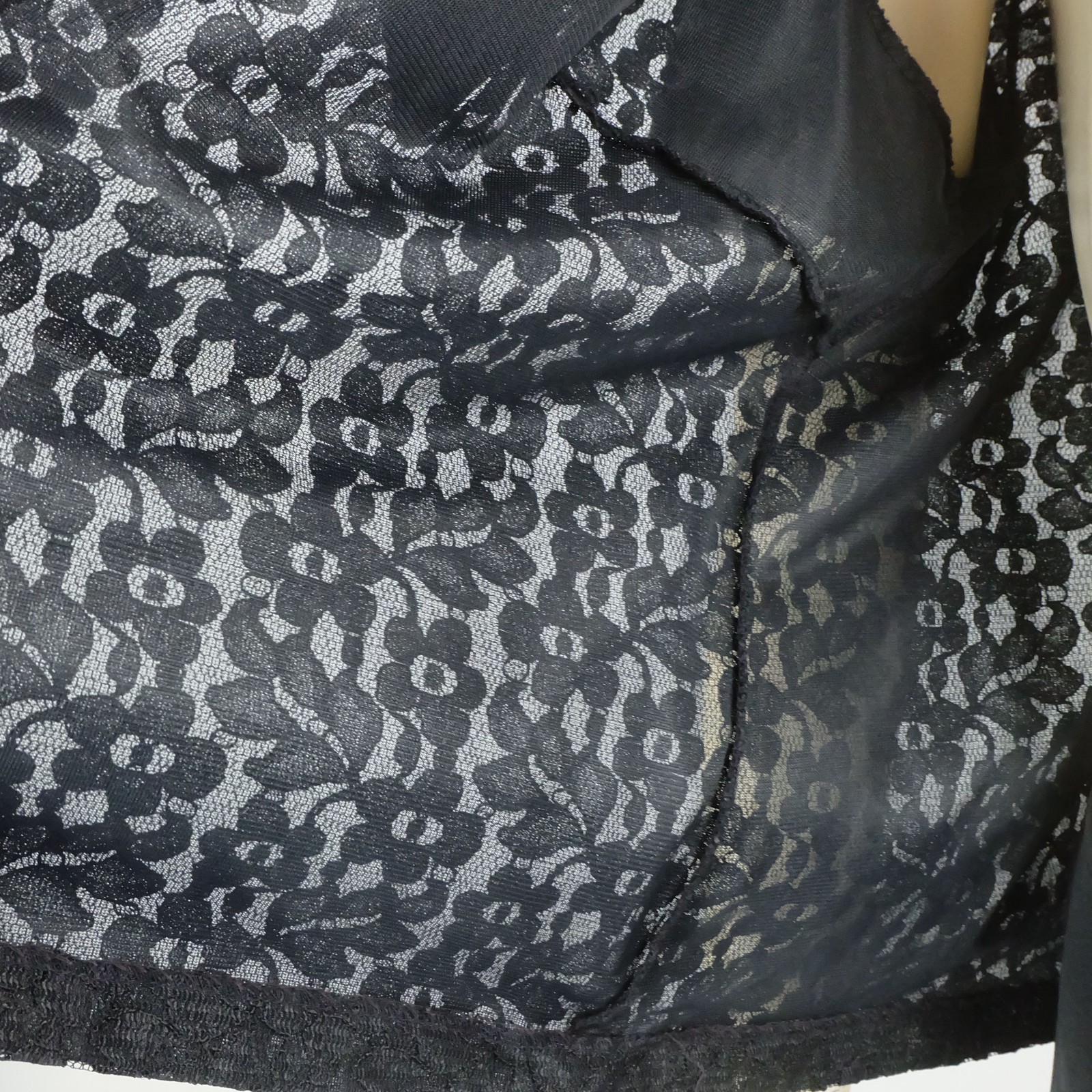 50s 60s vintage blouse women’s blouse black lace blouse with satin collar size 40