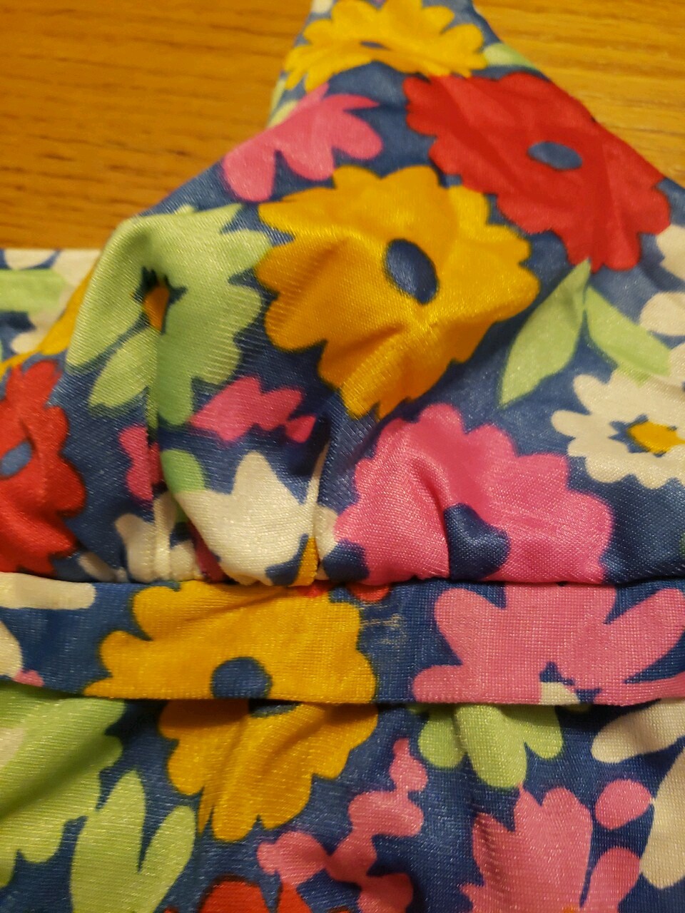 VTG 60s/70s Sears Jr. Bazaar Halter Flower Power Tankini Swim Top Sz XS? FLAWS