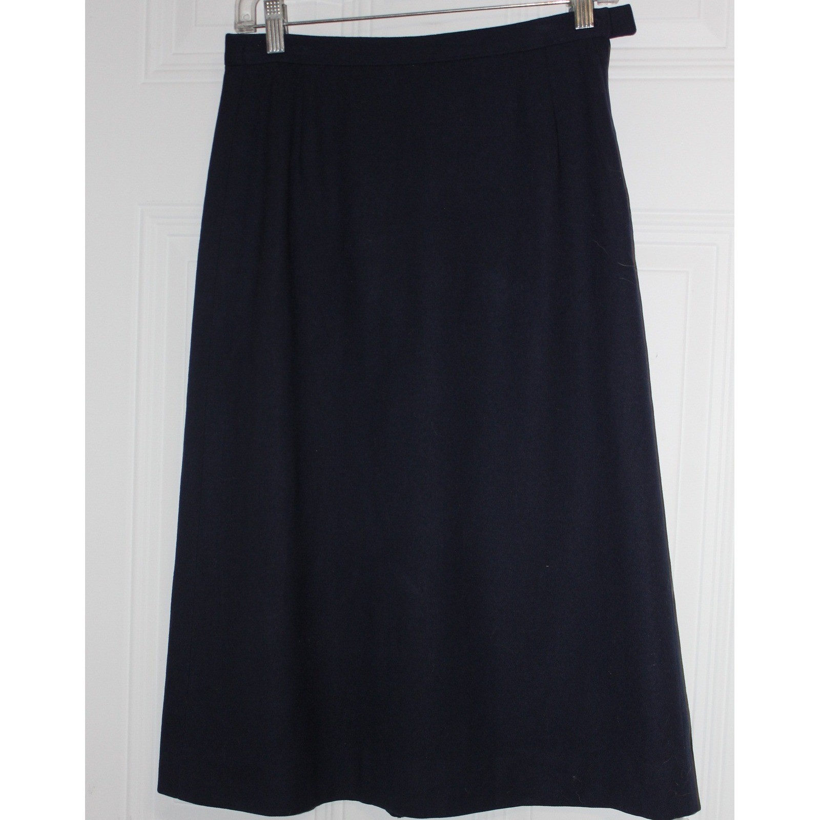 Pendleton Navy Blue 100% Virgin Wool A-Line Midi Skirt Heritage USA SZ 8 Modest